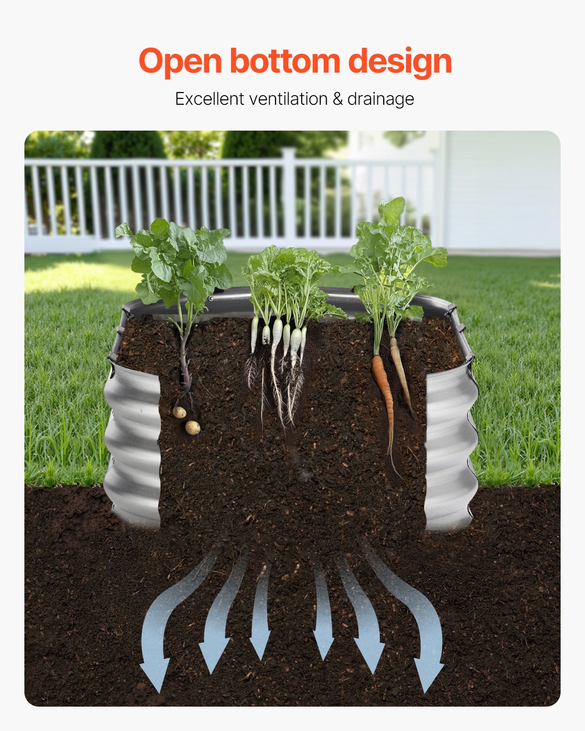 VEVOR Metal Raised Garden Bed 4x2x1 ft Outdoor Galvanized Planter Box Silver