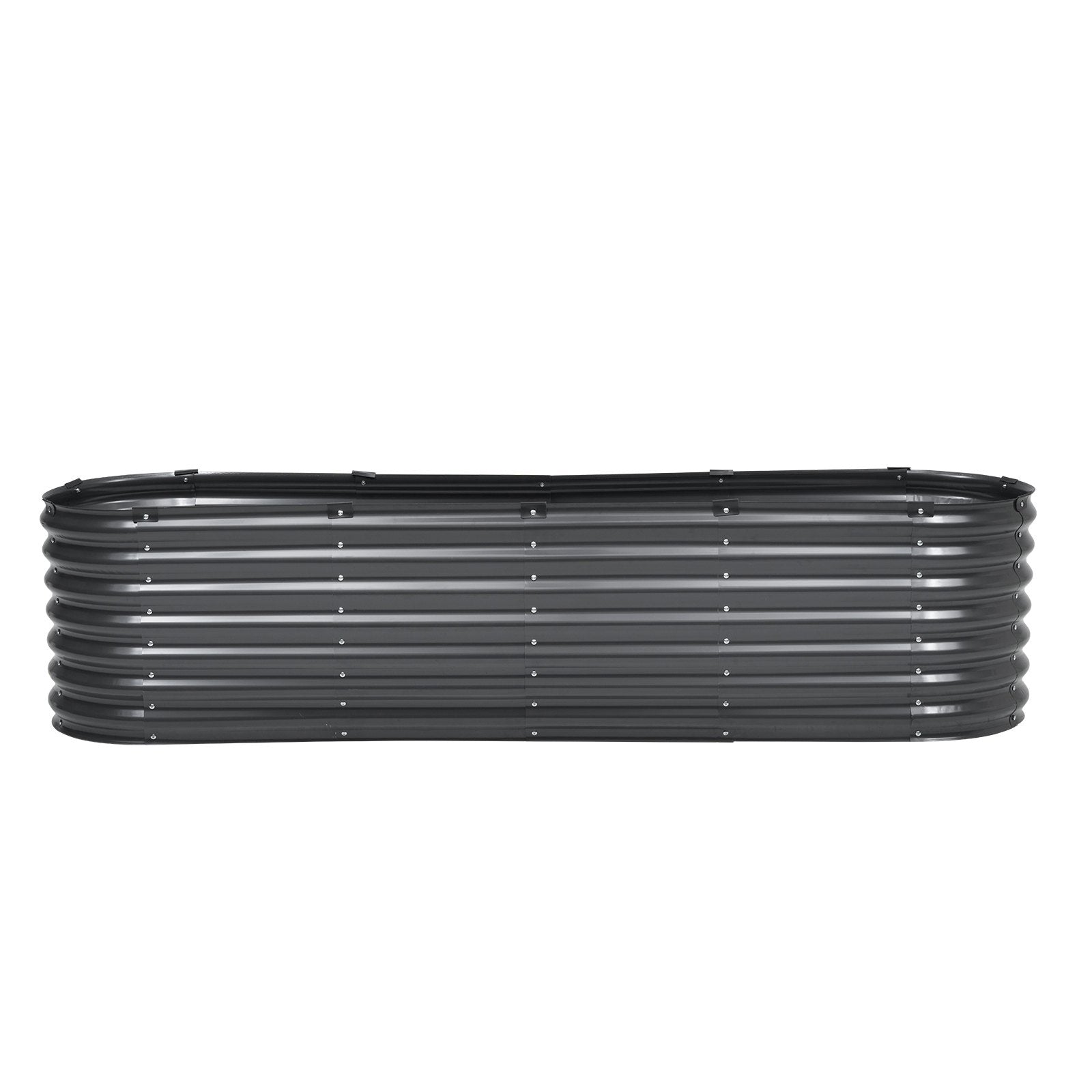 VEVOR Metal Raised Garden Bed, 8 x 2 x 2 ft Outdoor Galvanized Planter Box, with Open Bottom, Large Oval Planter Raised Bed for Gardening Vegetables, Flowers, Herbs, and Succulent Plants, Dark Gray