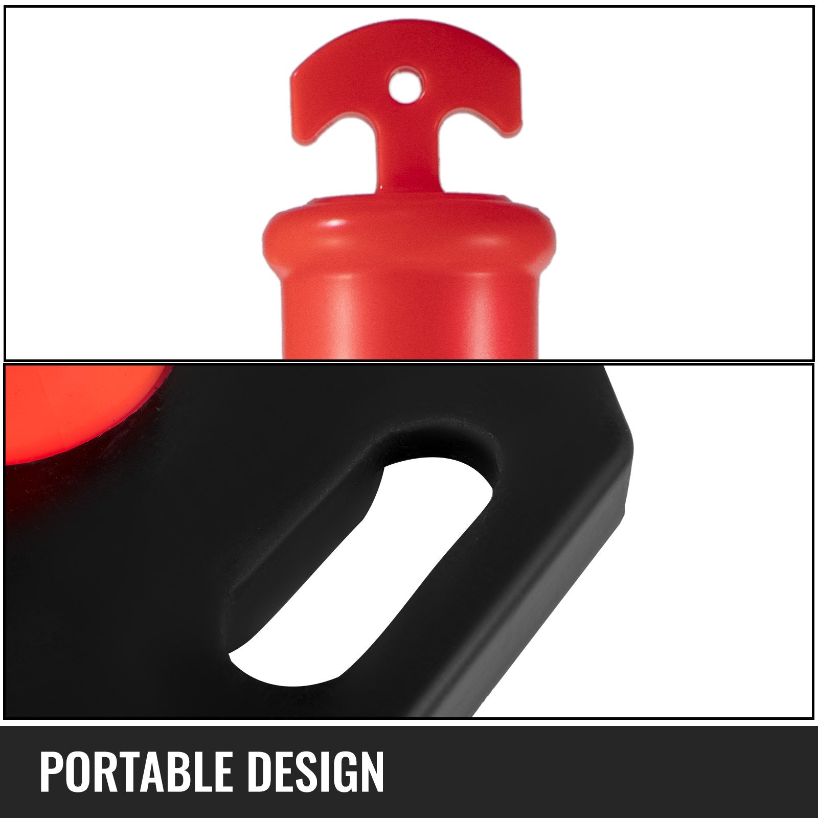 VEVOR 6Pack Traffic Delineator Posts 44 Inch Height, PE Delineator Cones Post Kit 10 inch Reflective Band, Delineators Post with Rubber Base 16 inch for Construction Sites, Facility Management etc.