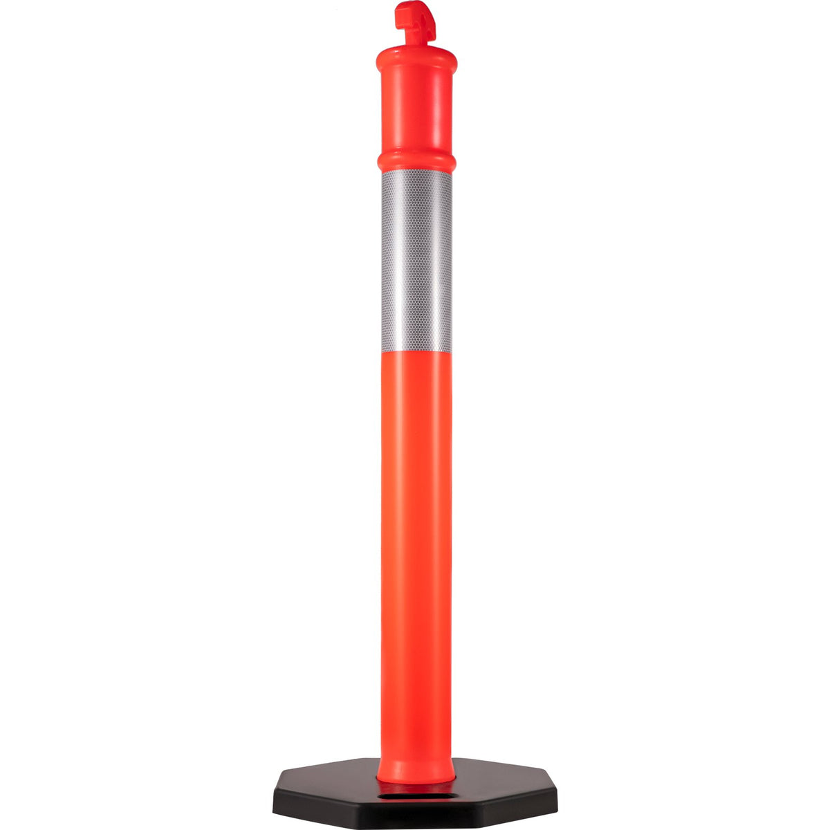 VEVOR 6Pack Traffic Delineator Posts 44 Inch Height, PE Delineator Cones Post Kit 10 inch Reflective Band, Delineators Post with Rubber Base 16 inch for Construction Sites, Facility Management etc.