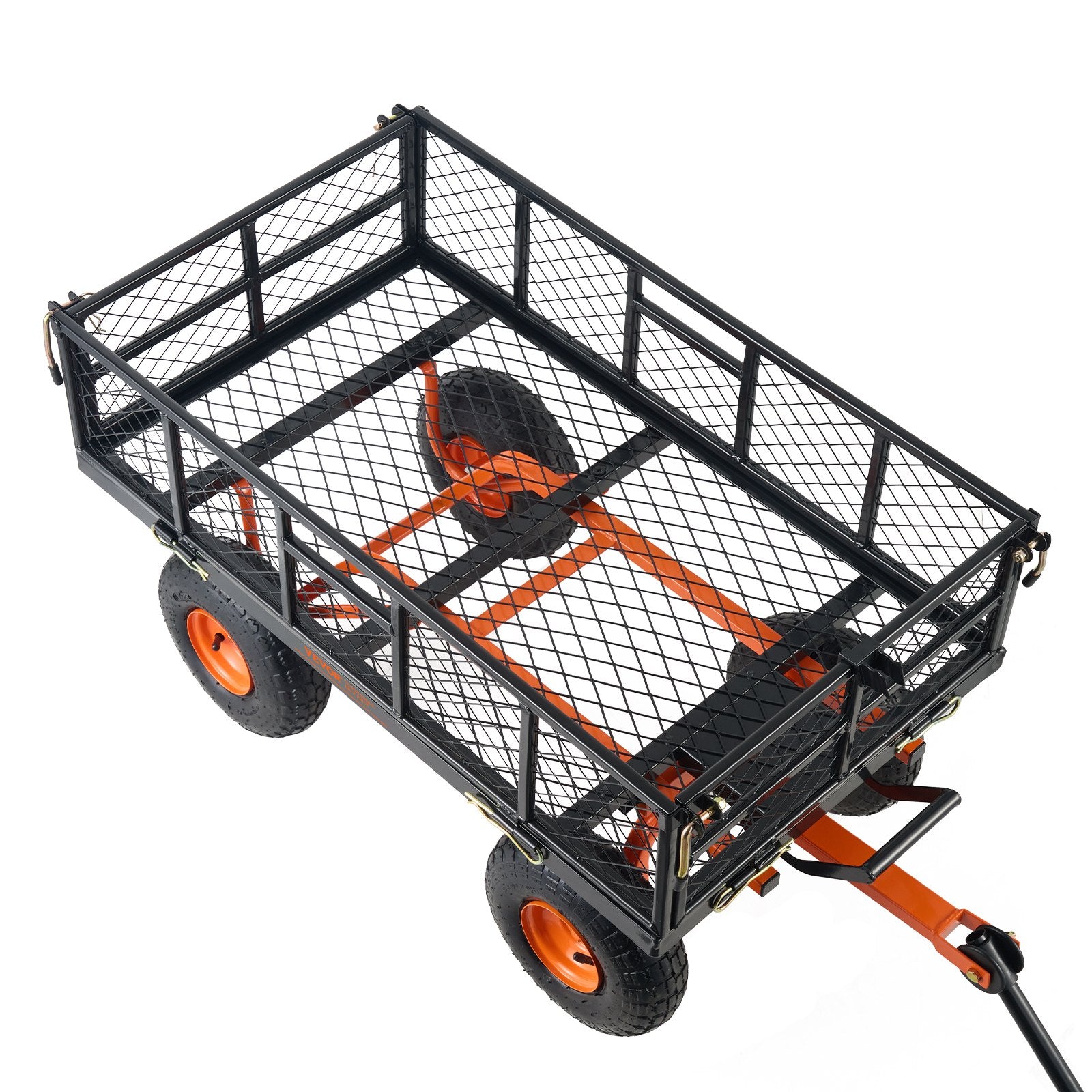 VEVOR Dump Cart, Metal Garden Dump Cart with Easy to Assemble Frame, Dump Wagon with 2-in-1 Convertible Handle, Utility Wheelbarrow 399kg Capacity, 25.4cm Tires