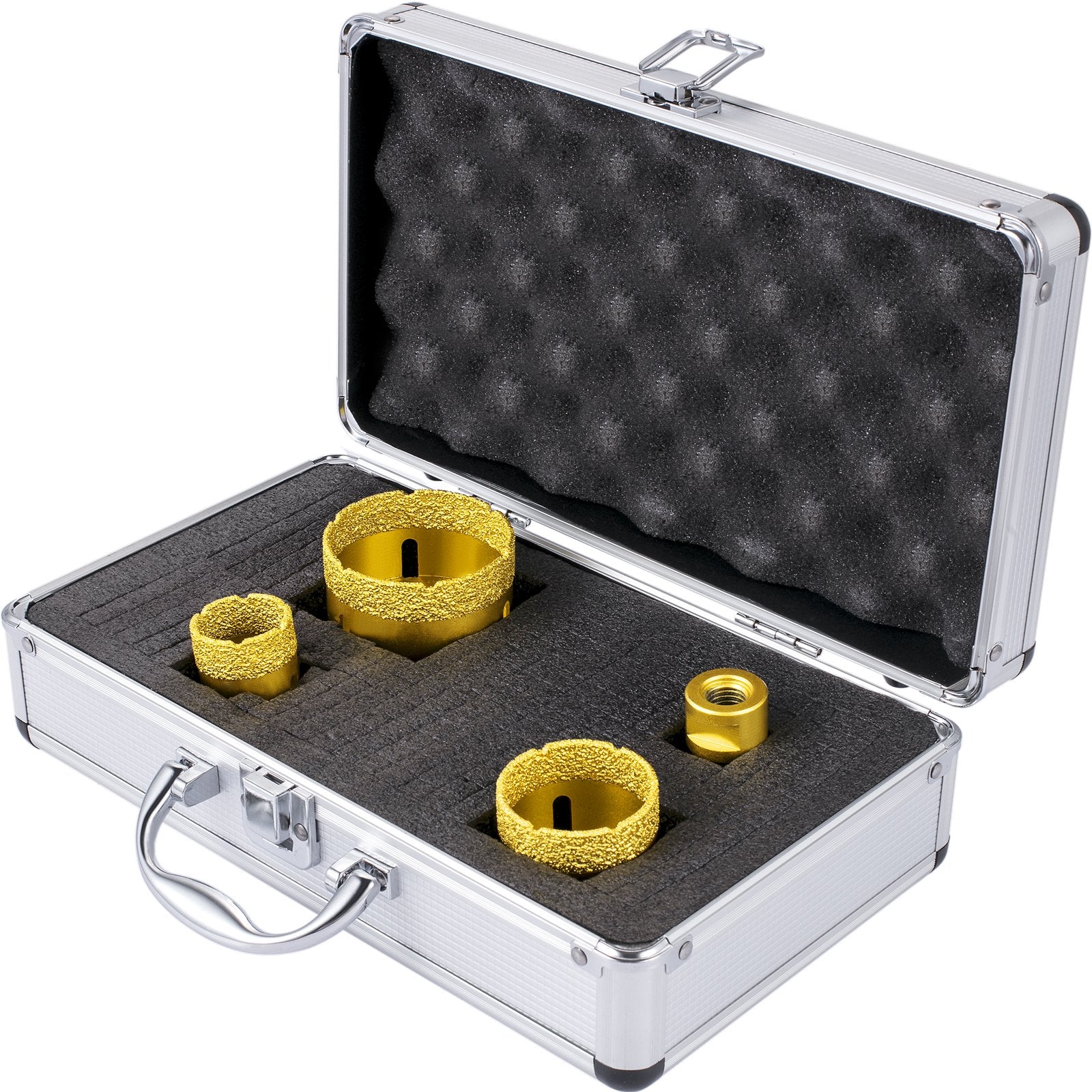 VEVOR Diamond Drill Bits 4PCS Diamond Hole Saw 25/35/50/68mm Tile Hole Saw Kit Vacuum Brazed Diamond Drill Bit 0.59in/15mm Segment Tile Hole Saw w Storage Case for Tile Ceramic Porcelain Marble Stone