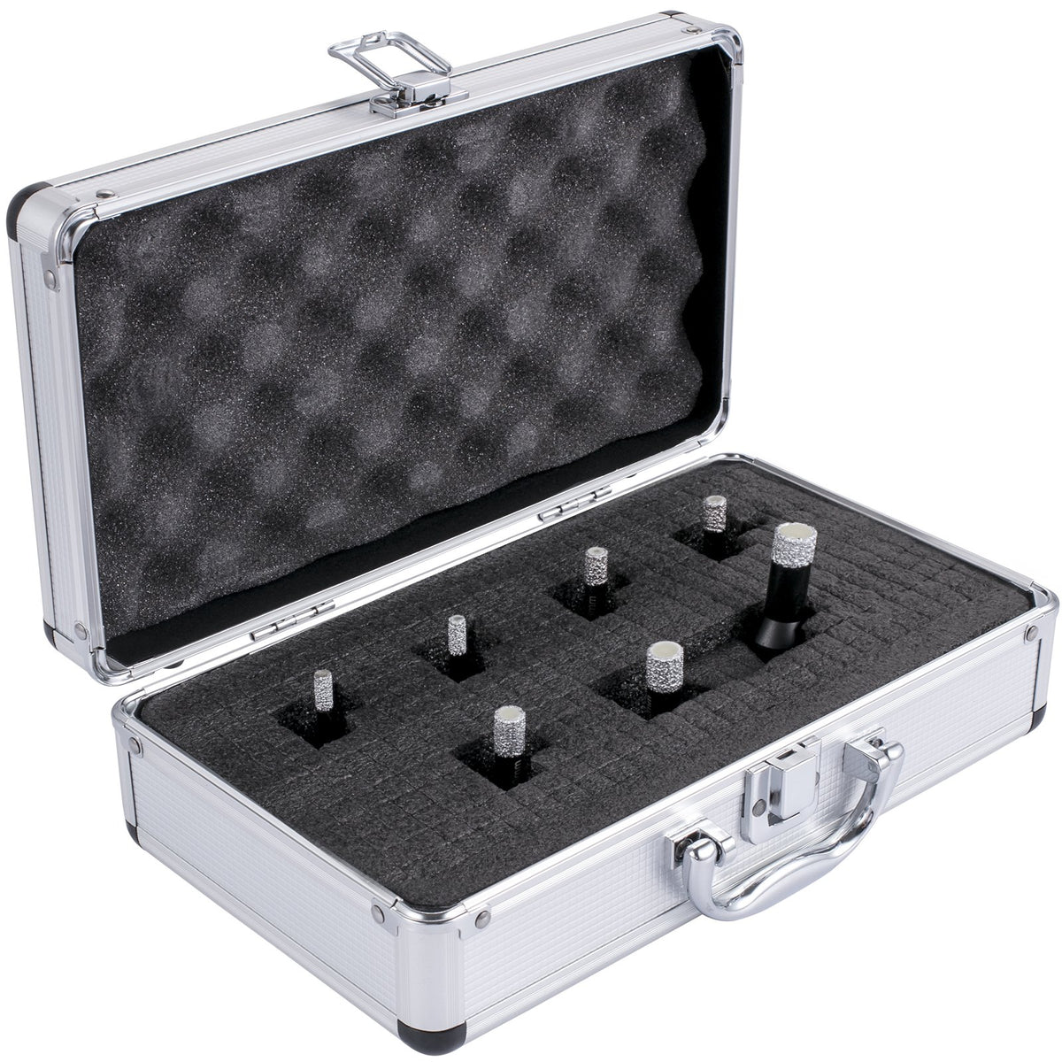 VEVOR Diamond Drill Bits 7PCS Diamond Hole Saw 6/6/8/8/10/12/14mm Tile Hole Saw Kit Vacuum Brazed Diamond Drill Bit 0.59in/15mm Segment Tile Hole Saw w Storage Case for Tile Ceramic Porcelain Marble