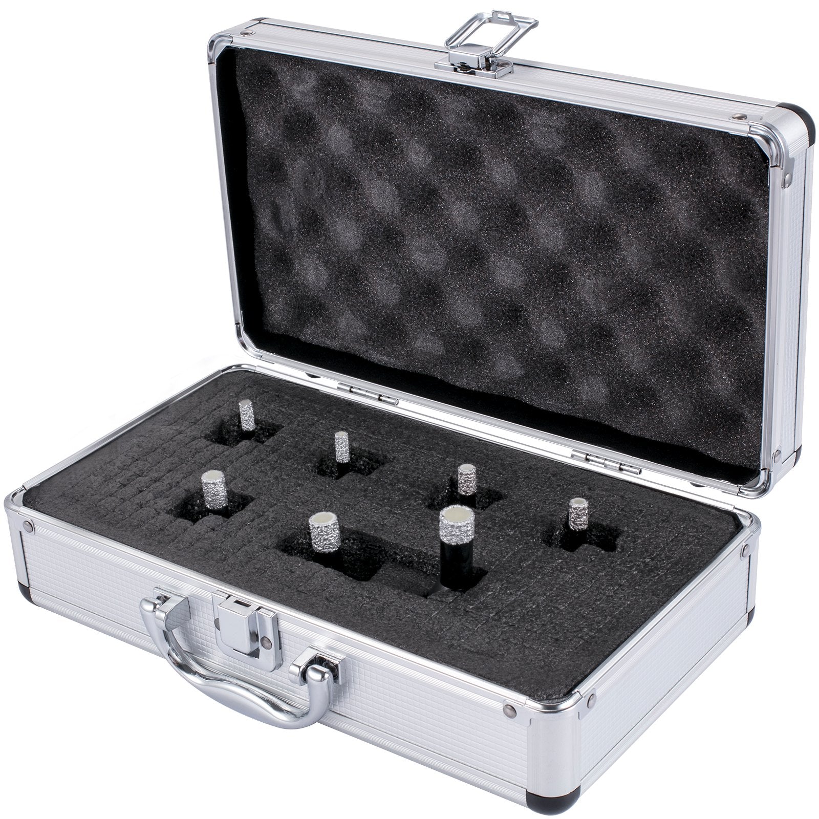 VEVOR Diamond Drill Bits 7PCS Diamond Hole Saw 6/6/8/8/10/12/14mm Tile Hole Saw Kit Vacuum Brazed Diamond Drill Bit 0.59in/15mm Segment Tile Hole Saw w Storage Case for Tile Ceramic Porcelain Marble