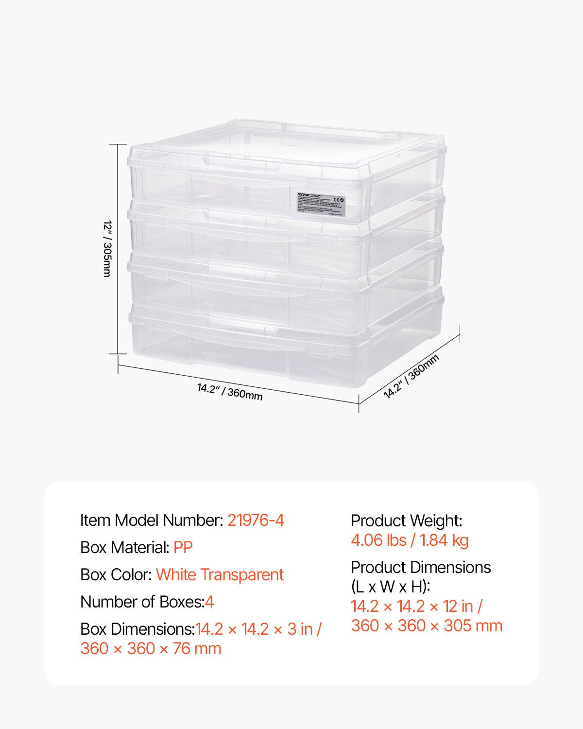 Scrapbook Paper Storage 4 Pack Stackable Plastic Board Game Boxes Clear Case