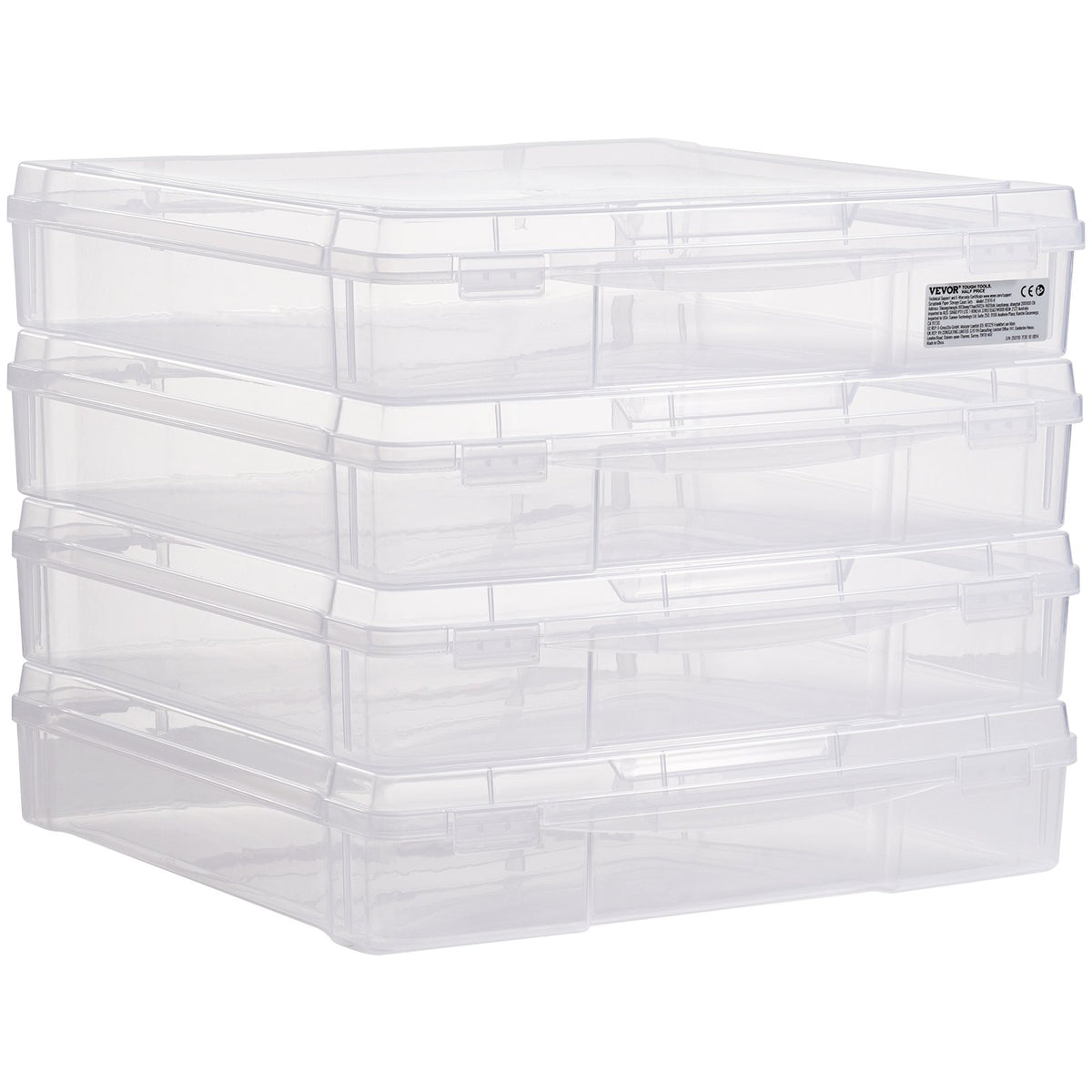Scrapbook Paper Storage 4 Pack Stackable Plastic Board Game Boxes Clear Case