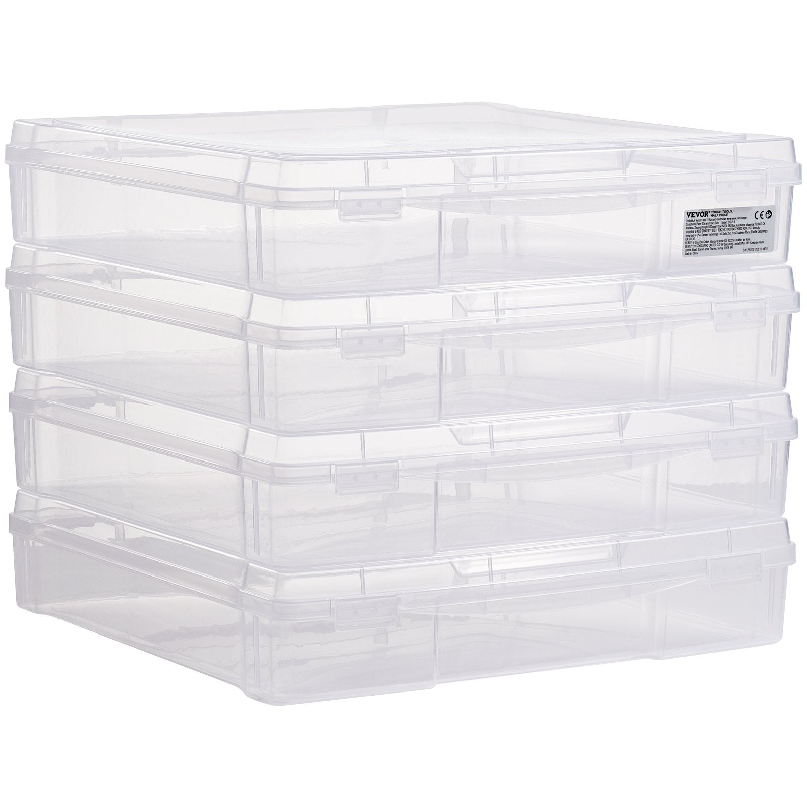 Scrapbook Paper Storage 4 Pack Stackable Plastic Board Game Boxes Clear Case