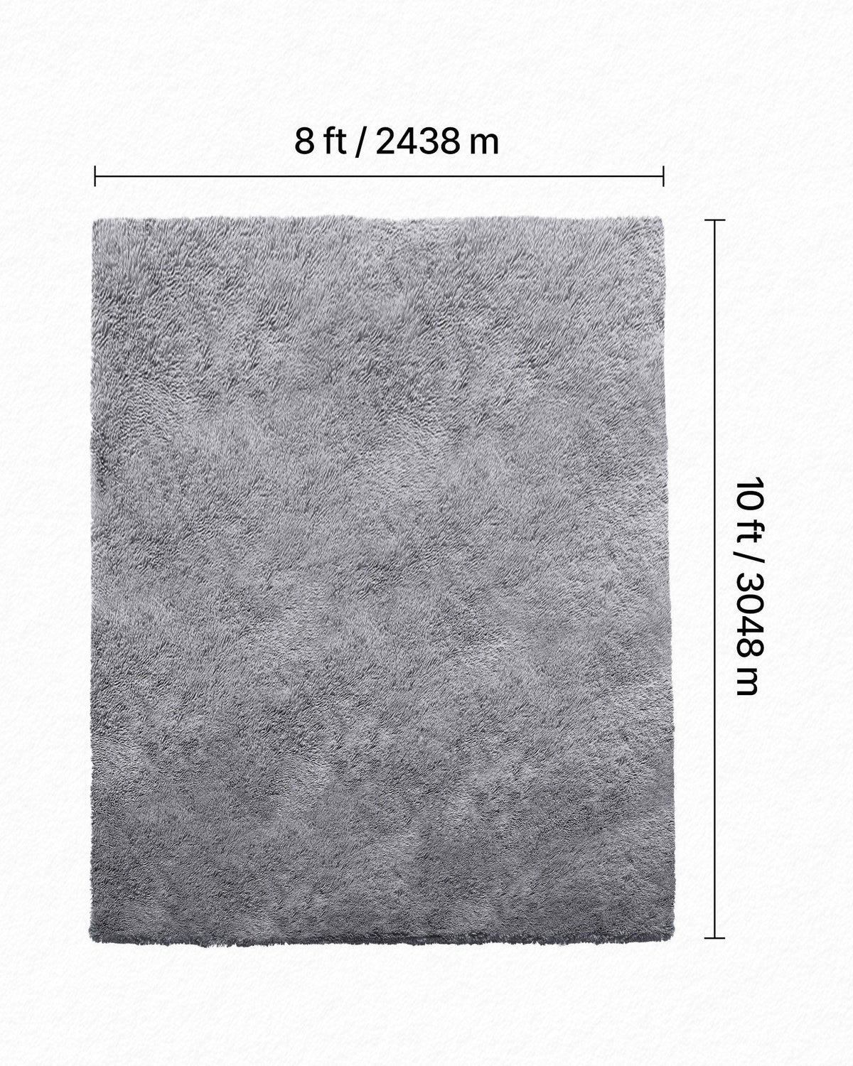 Indoor Plush Area Rugs, 2.44 x 3.05m Soft Plush Carpet, Furry Shag Area Rugs for Living Room, Bedroom, Sunroom, Modern Home Decor Aesthetic, Non-Shedding, Non-Woven, Slip-Resistant, Smoke Gray