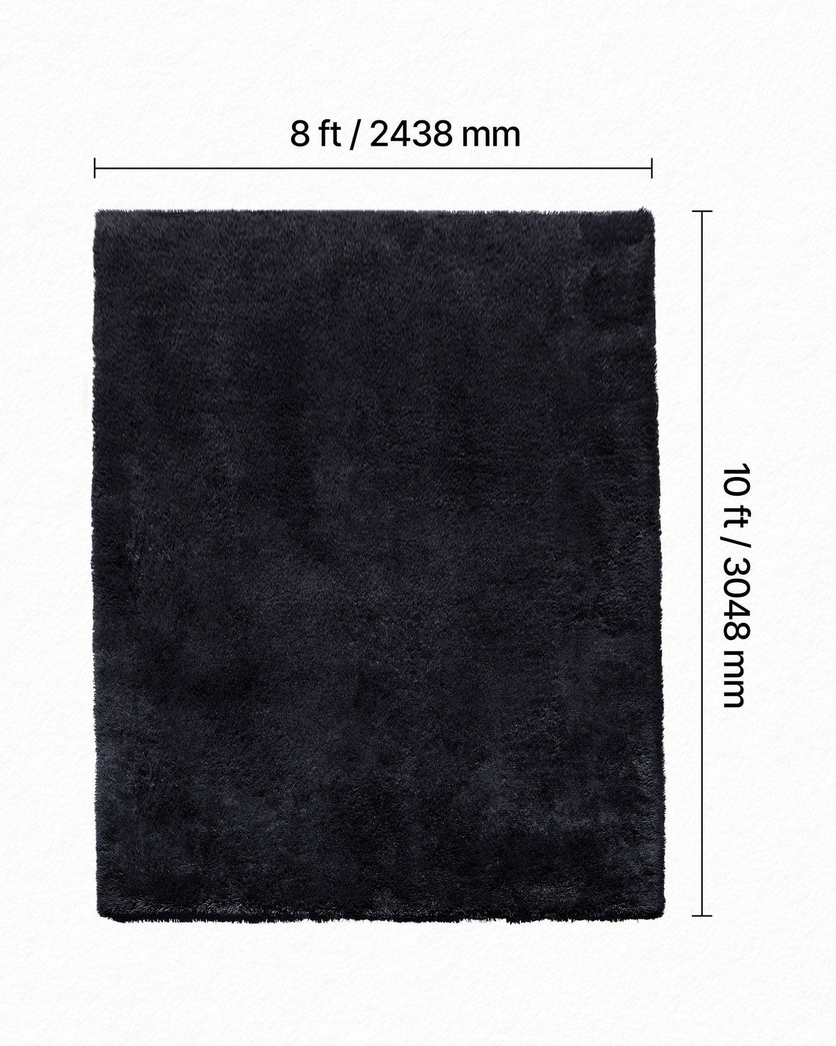 Indoor Plush Area Rugs, 2.44 x 3.05m Soft Plush Carpet, Furry Shag Area Rugs for Living Room, Bedroom, Sunroom, Modern Home Decor Aesthetic, Non-Shedding, Non-Woven, Slip-Resistant, Black