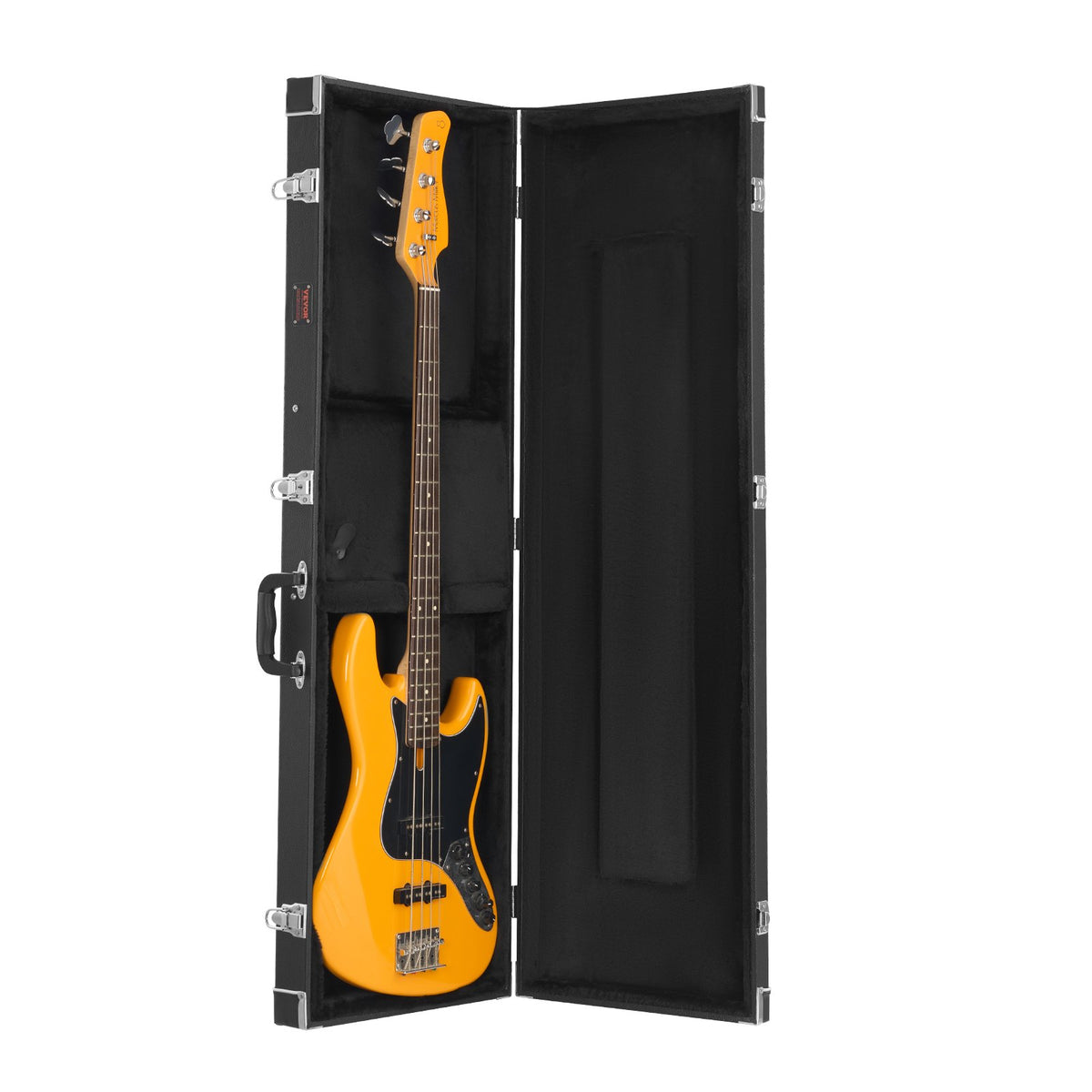 VEVOR Bass Guitar Hard Case, 1220 mm Rectangular Guitar Hard Case, With Lock Latch Keys Handle, PVC Padding Soft Lining Water-Resistant Hard Shell Guitar Case, for 990-1180 mm Bass Guitars, Black