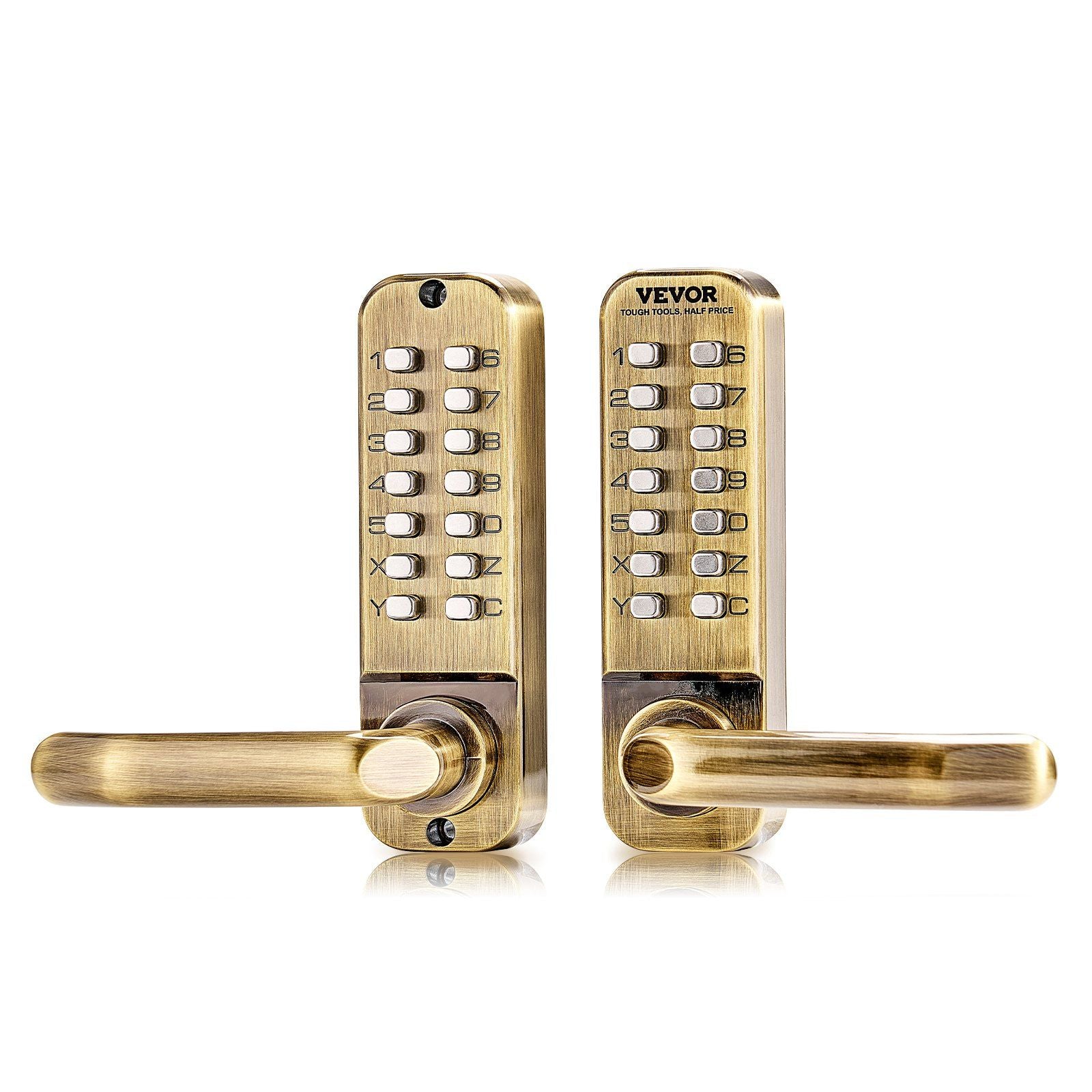 Mechanical Keyless Entry Door Lock, 14 Key Mechanical Door Lock, Mechanical Keypad Door Lock with Handle, Double-Sided Stainless Steel Waterproof Keyless Gate Lock, for Home Office Fence Garage