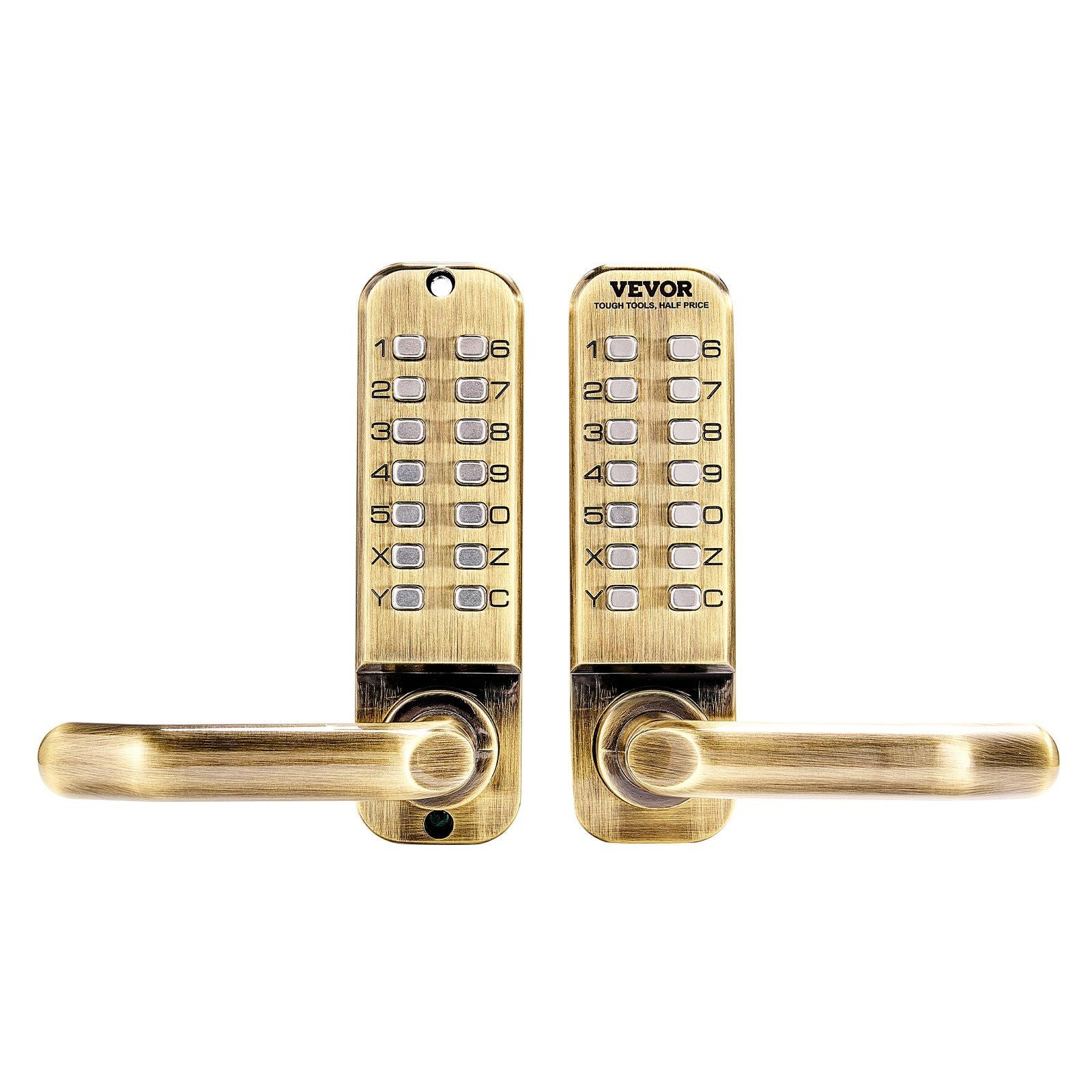 Mechanical Keyless Entry Door Lock, 14 Key Mechanical Door Lock, Mechanical Keypad Door Lock with Handle, Double-Sided Stainless Steel Waterproof Keyless Gate Lock, for Home Office Fence Garage