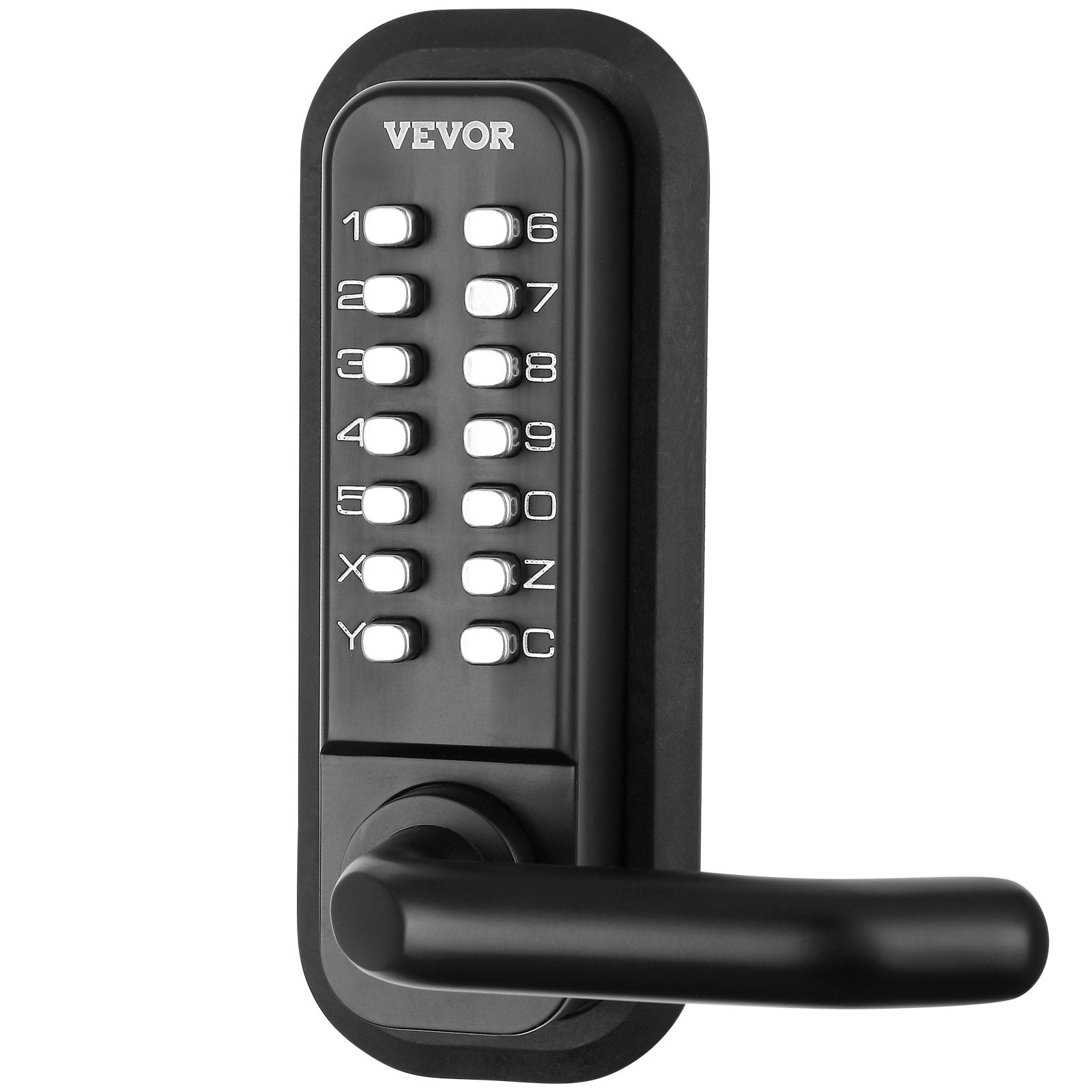 VEVOR Mechanical Keyless Entry Door Lock, 14 Digit Keypad, Water-proof Zinc Alloy, Double-sided Embedded Outdoor Gate Door Locks Set with Keypad and Handle, Easy to Install, for Garden, Garage, Yard