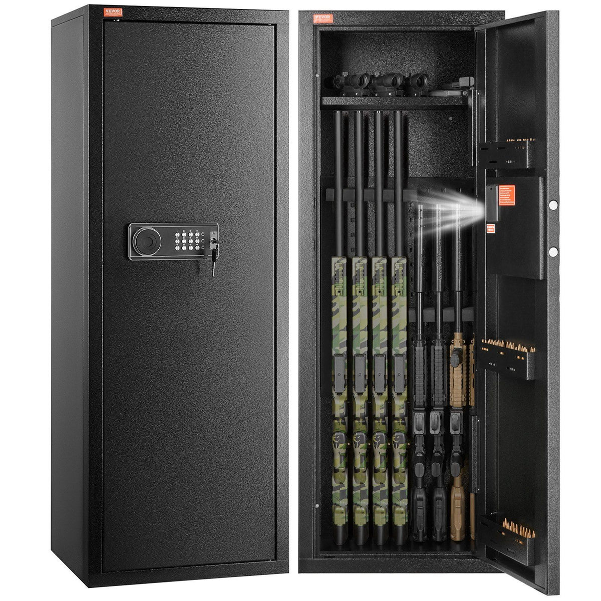 6-8 Rifles Gun Safe, Rifle Safe with Lock &amp; Digital Keypad, Quick Access Tall Gun Storage Cabinet with Removable Shelf, Rifle Cabinet for Home Rifle and Shotguns
