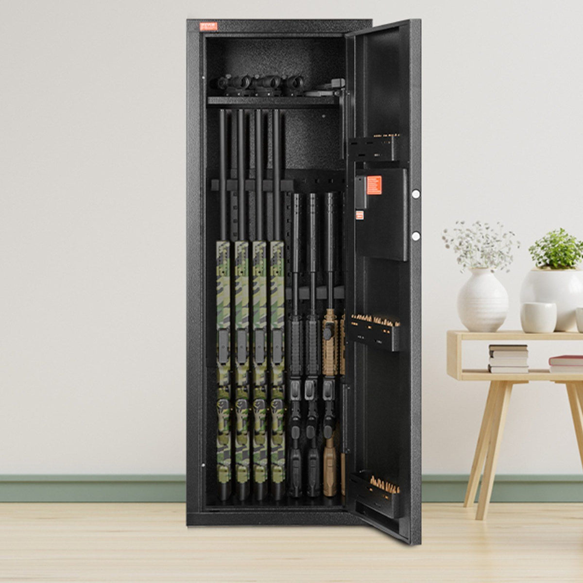 6-8 Rifles Gun Safe, Rifle Safe with Lock & Digital Keypad, Quick Access Tall Gun Storage Cabinet with Removable Shelf, Rifle Cabinet for Home Rifle and Shotguns
