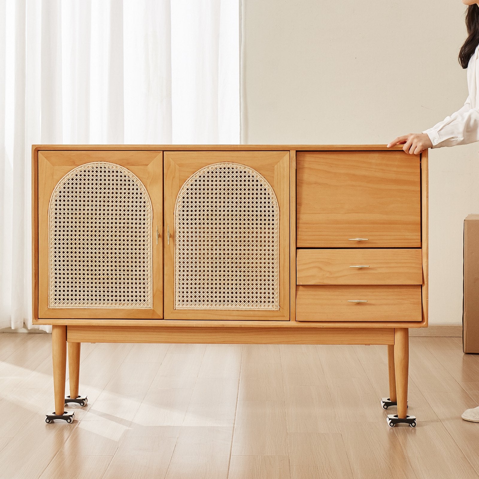 VEVOR Furniture Dolly, 150 kg Load Capacity, Heavy Duty Furniture Movers with Wheels, Carbon Steel Panel, Dual-Row & Eight-Wheel Structure, Furniture Lift Slider Tool Set for Appliances, Sofa, Fridge