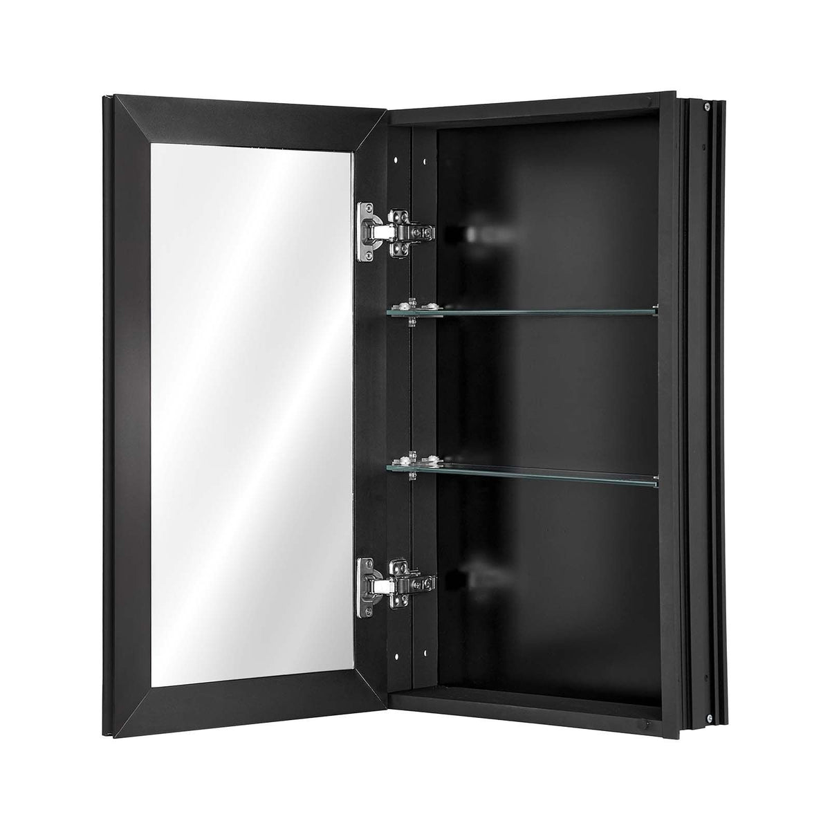 Medicine Cabinet, 14 x 24 inches, Medicine Cabinet for Bathroom with Mirror,  Aluminum Frame Bathroom Wall Cabinet, 2-layer Adjustable Shelves, Recessed &amp; Wall-mounted Installation