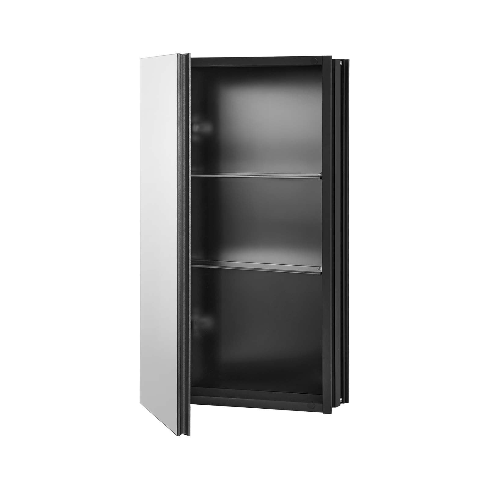 Medicine Cabinet, 14 x 24 inches, Medicine Cabinet for Bathroom with Mirror,  Aluminum Frame Bathroom Wall Cabinet, 2-layer Adjustable Shelves, Recessed & Wall-mounted Installation