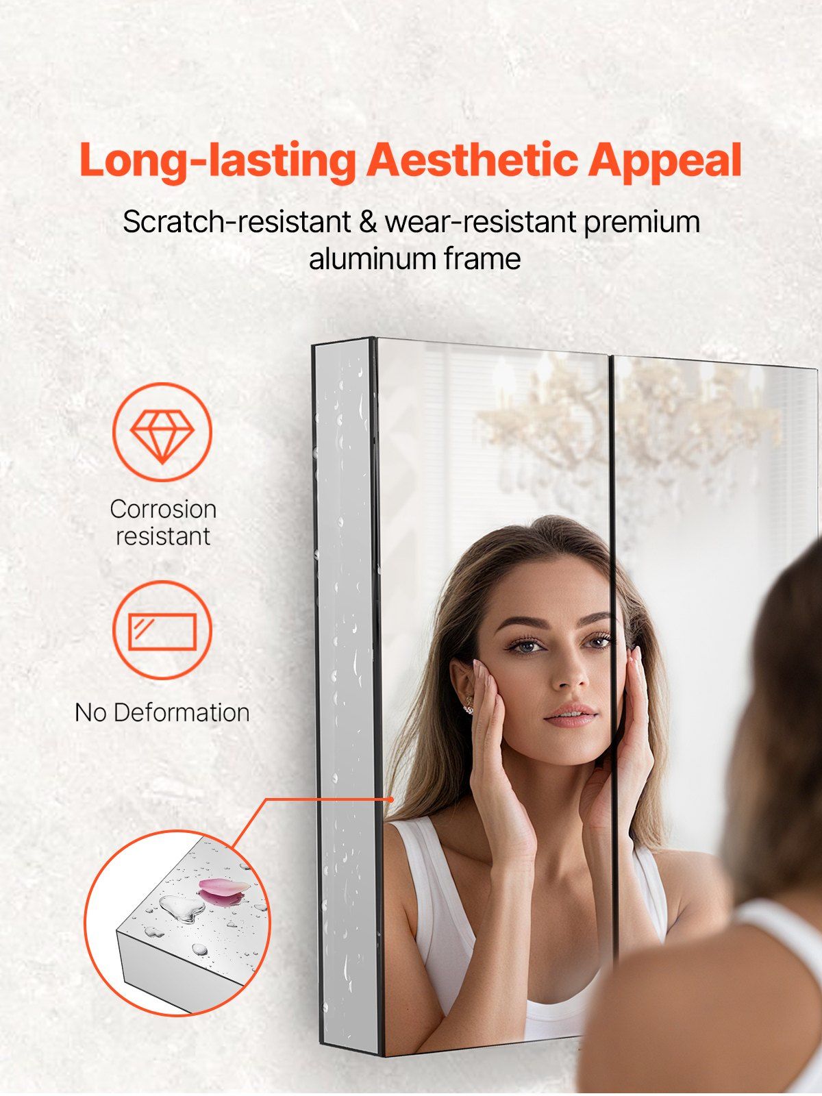 Medicine Cabinet, 26 x 30 inch, Medicine Cabinet for Bathroom with Mirror,  Aluminum Frame Bathroom Wall Cabinet, 2-layer Adjustable Shelves, Recessed & Wall-mounted Installation