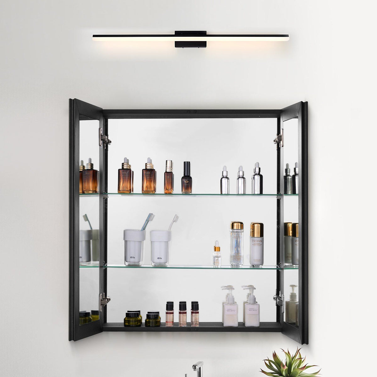 Medicine Cabinet, 26 x 30 inch, Medicine Cabinet for Bathroom with Mirror,  Aluminum Frame Bathroom Wall Cabinet, 2-layer Adjustable Shelves, Recessed & Wall-mounted Installation