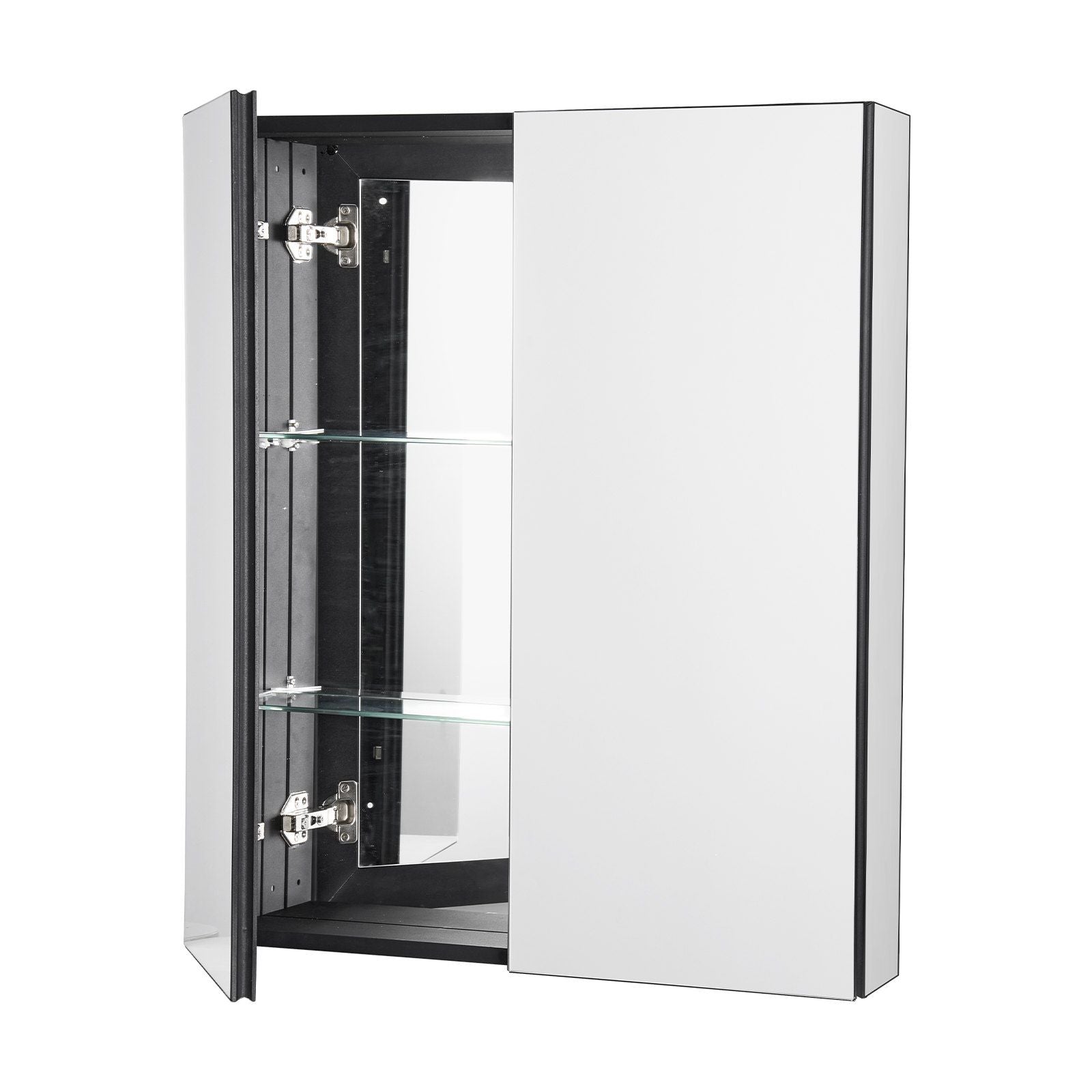 Medicine Cabinet, 26 x 30 inch, Medicine Cabinet for Bathroom with Mirror,  Aluminum Frame Bathroom Wall Cabinet, 2-layer Adjustable Shelves, Recessed & Wall-mounted Installation