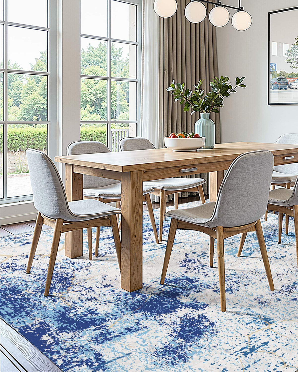 VEVOR Area Rug, 1524x2133.6mm Large Washable Rug, Non-Slip and Tear-Resistant Soft Carpet, Pet & Child Friendly Modern Area Rugs, Indoor Mat for Bedroom, Office, Living Room, Kids Room, Entryway, Blue