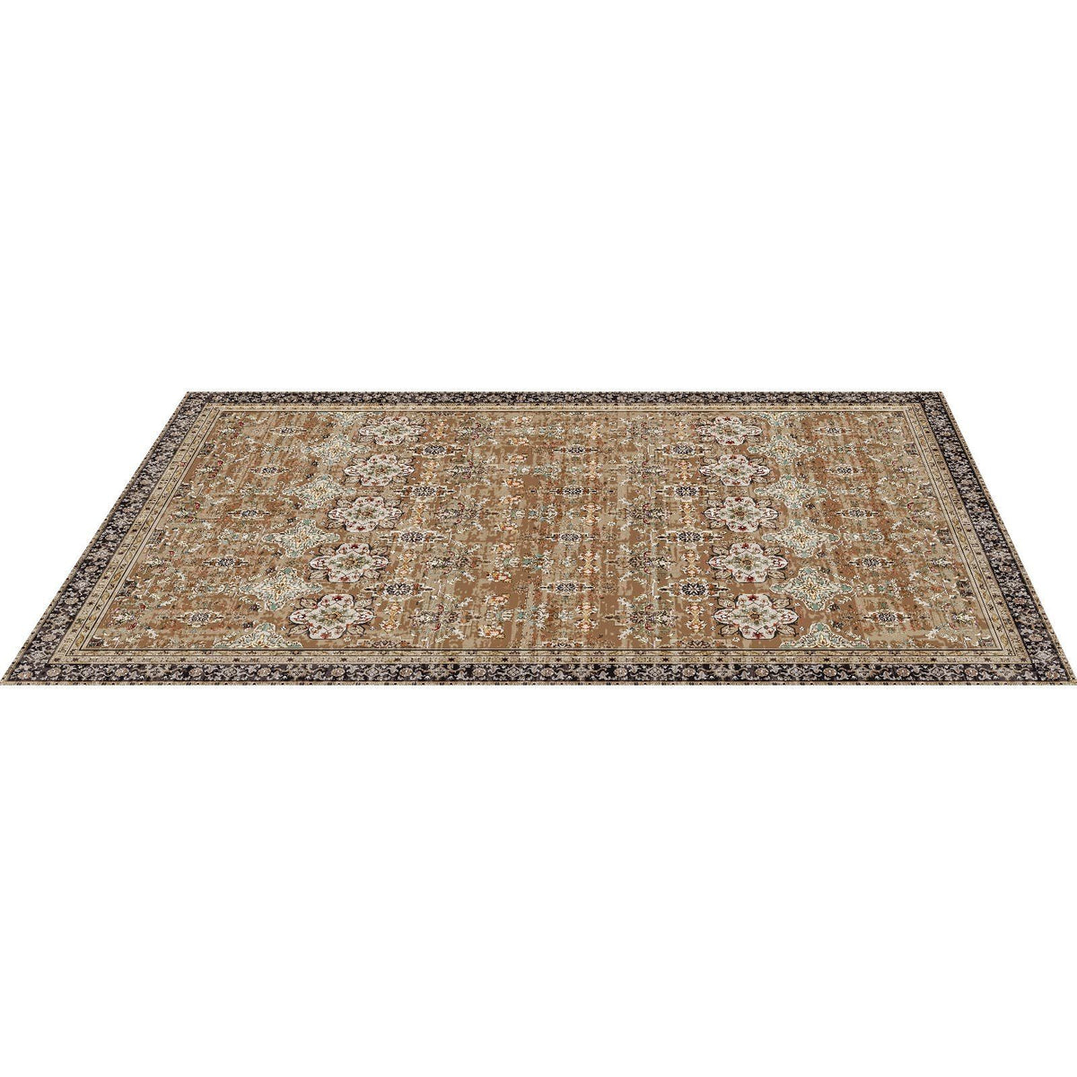 Area Rug, 1828.8x2743.2mm Large Washable Rug, Non-Slip Tear-Resistant Soft Carpet, Pet &amp; Child Friendly Vintage Area Rugs, Indoor Mat for Bedroom, Living Room, Kids Room, Entryway, Brown Green