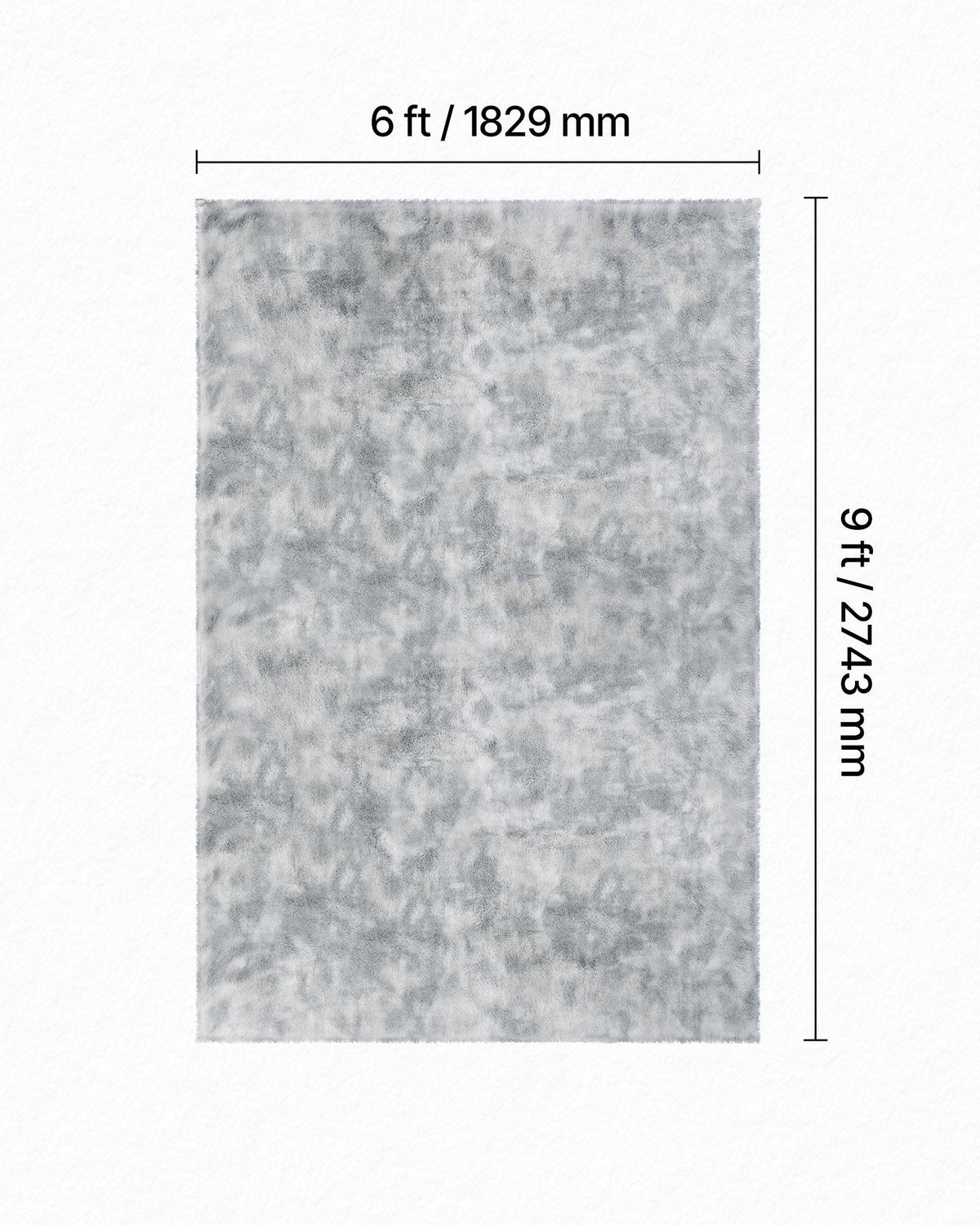 Indoor Plush Area Rugs, 1.83x2.74 m Soft Plush Carpet, FFurry Shag Area Rugs for Living Room, Bedroom, Modern Home Decor Aesthetic Long-Pile Rug, Non-Shedding, Slip-Resistant, Tie-Dye Light Gray