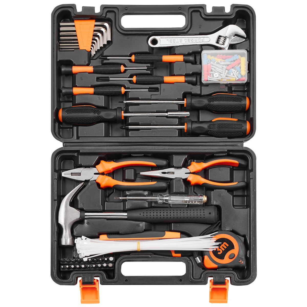 VEVOR Tool Kit 132 Piece General Household Hand Tool Set with Portable Tool Case