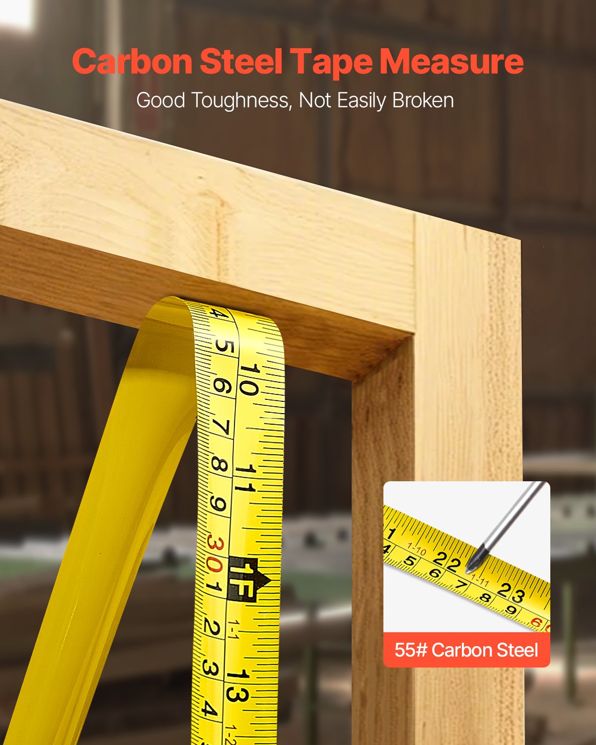 VEVOR Tape Measure 7620mm Retractable Imperial Metric for Decoration