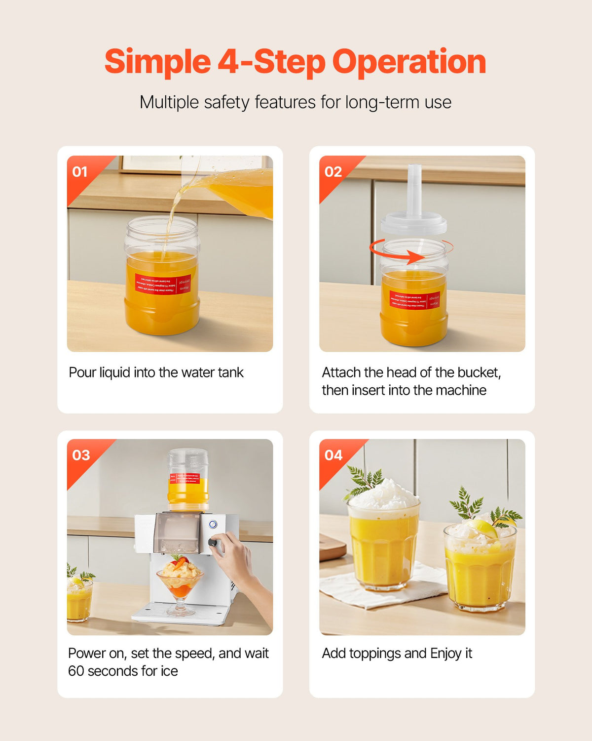 VEVOR Snowflake Ice Machine, 40KG/24H Snowflake Ice Maker, Ice-Shaver Machine with Stainless Steel Blade, Electric Snow Cone Maker with 1.8L Tank, 90S Fast Pre-Cooling, for Home & Small Gatherings