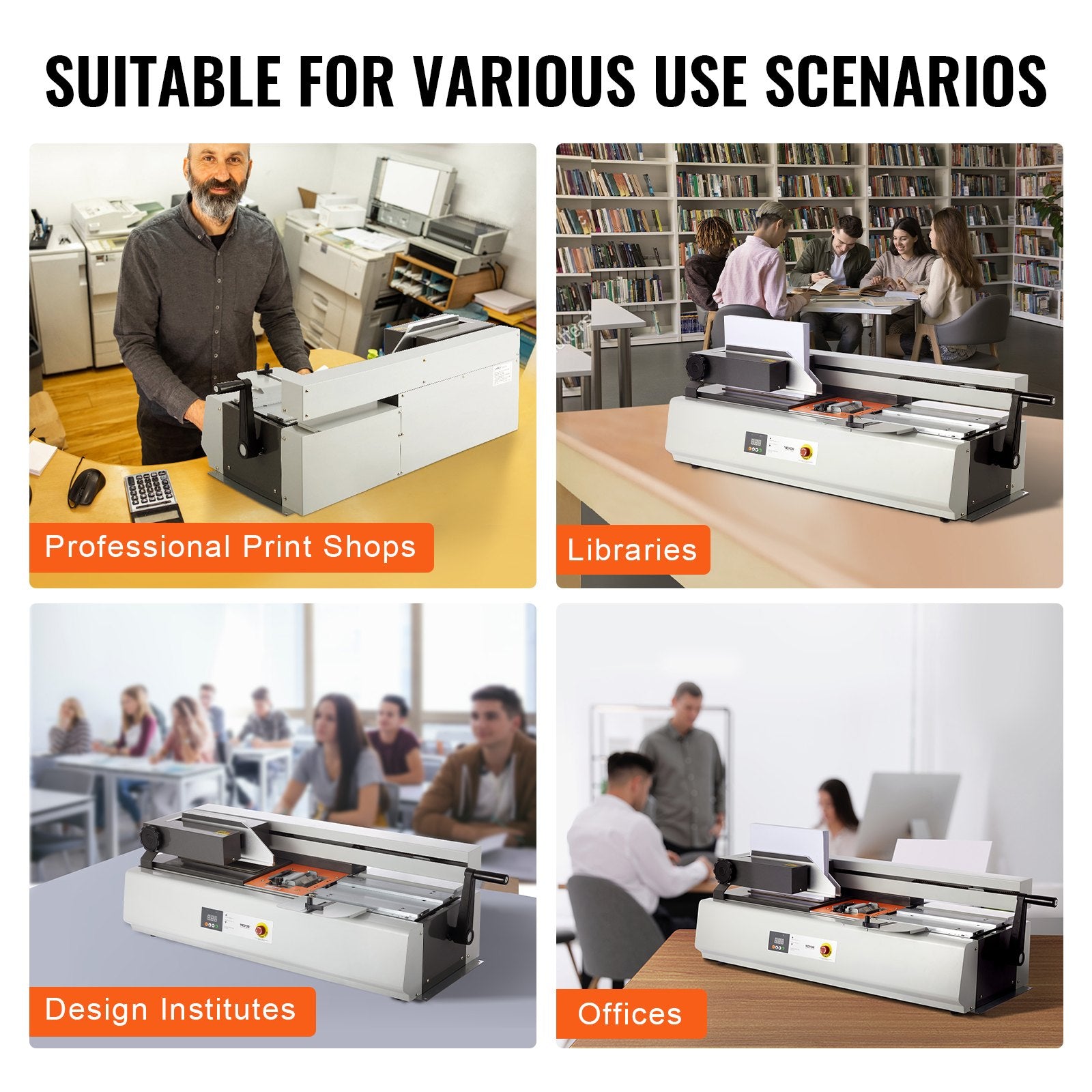 VEVOR Thermal Binding Machine, 400 Sheets Capacity Hot Glue Binding Machine, Thermal Book Binder 40mm Binding Thickness A3(Short Edge)/A4/A5 Document