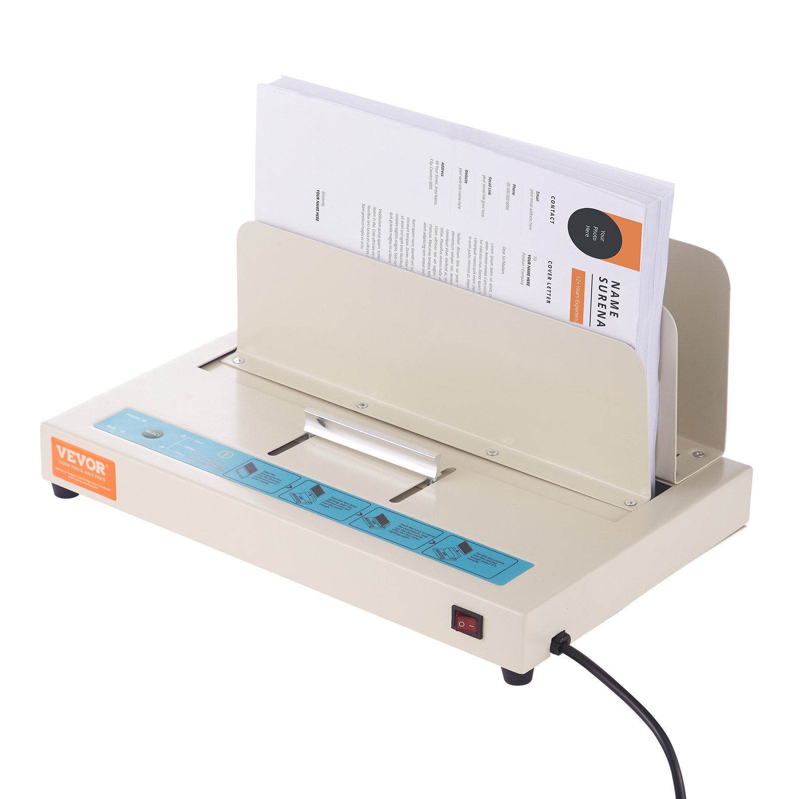 VEVOR Thermal Binding Machine, 500 Sheets Capacity Book Binding Machine, Thermal Book Binder 50mm Binding Thickness A3(Short Edge)/A4/A5 Document, with Infrared Optical Detection