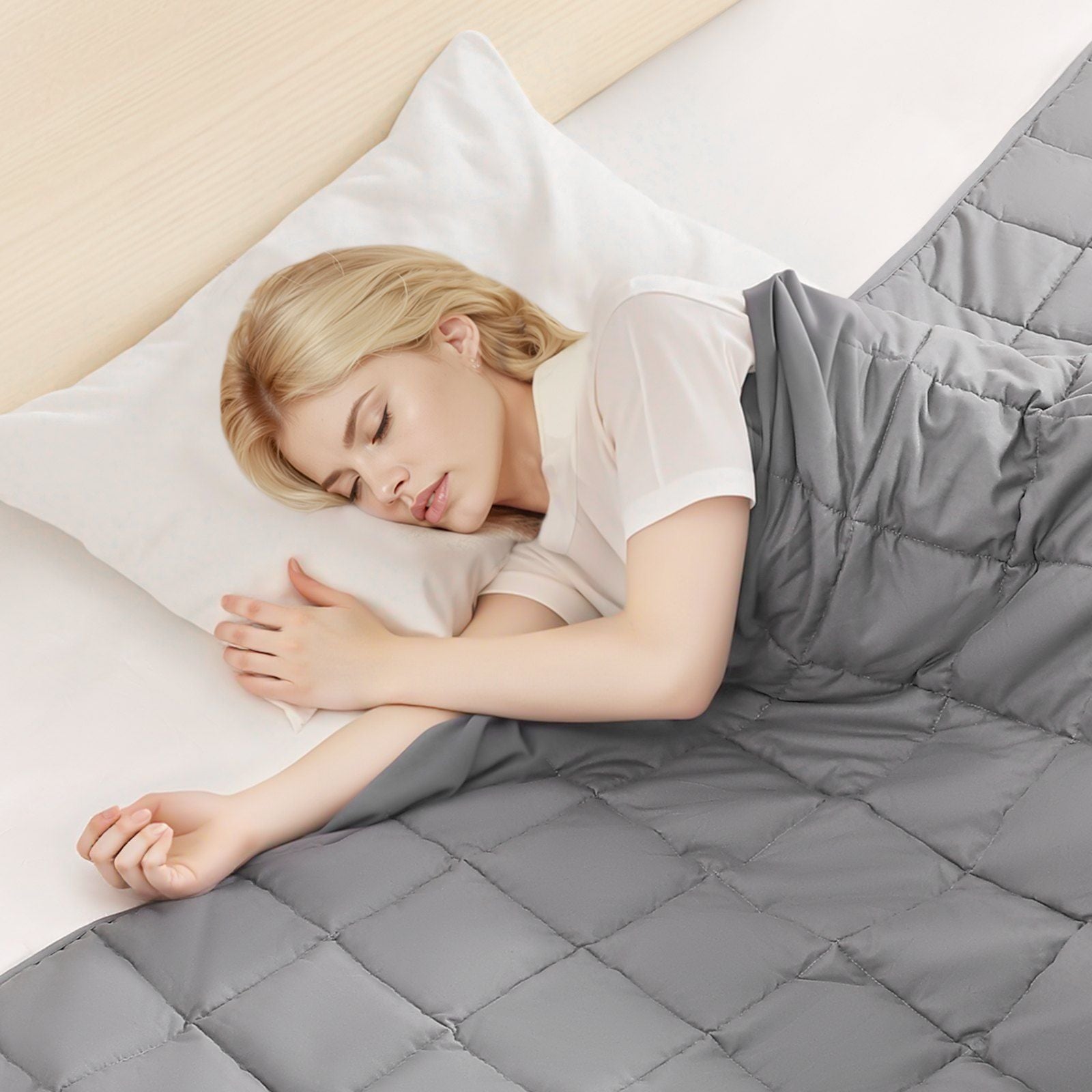 Weighted Blanket, 11 kg, 1524 x 2032 mm Queen Size, Cooling Breathable Heavy Blanket with Glass Beads, All-Season Use, Suitable for 113-140 kg Adults, Anxiety Stress Relief, Improve Sleep, Grey