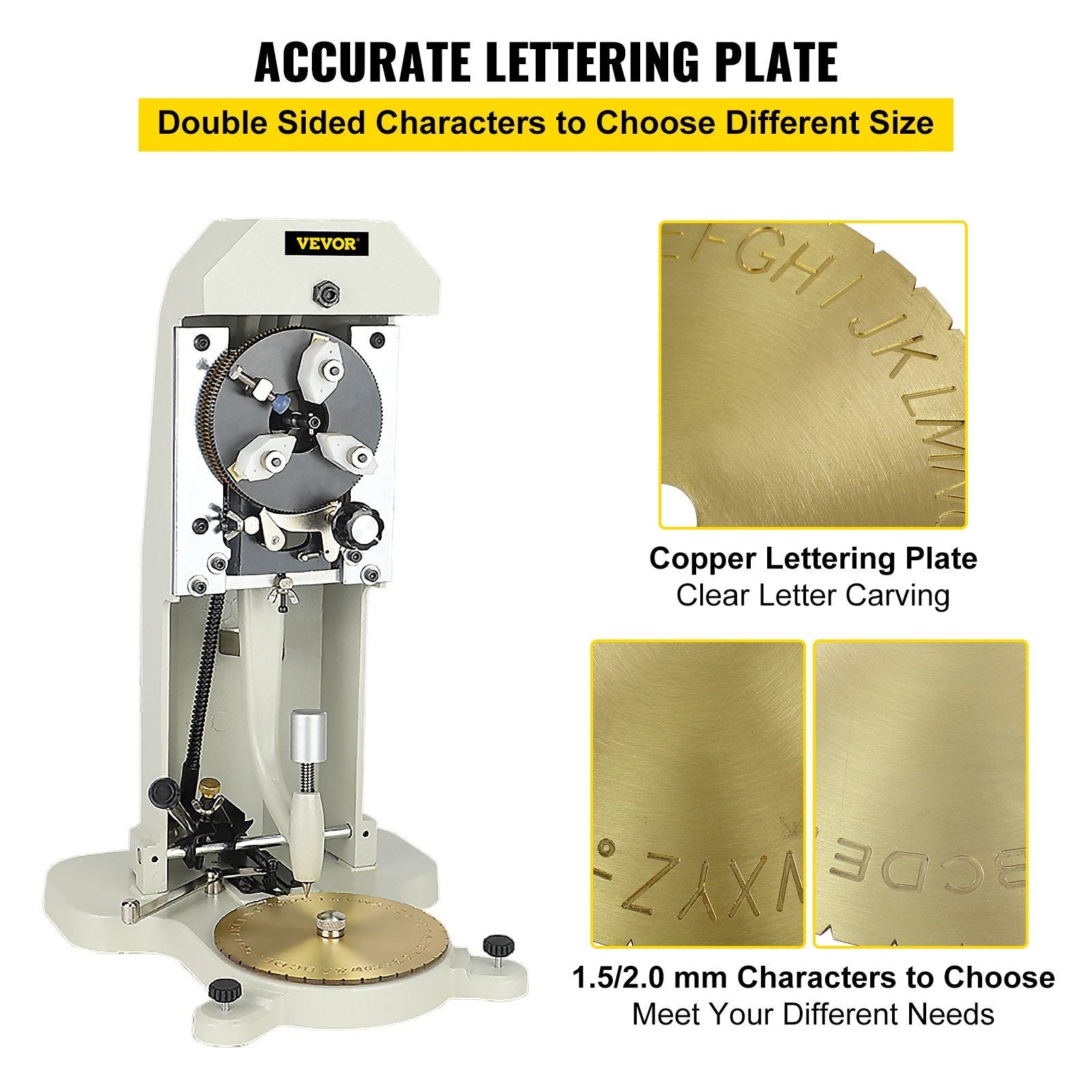Inside Ring Engraver, Double Sided Dial Ring Engraver Stamper, 1.5mm-2.0mm Character Letter Block Ring Engraving Machine, Aluminum Alloy Body, with 3 Clamps, for Jewelry Rings Inner Engraving