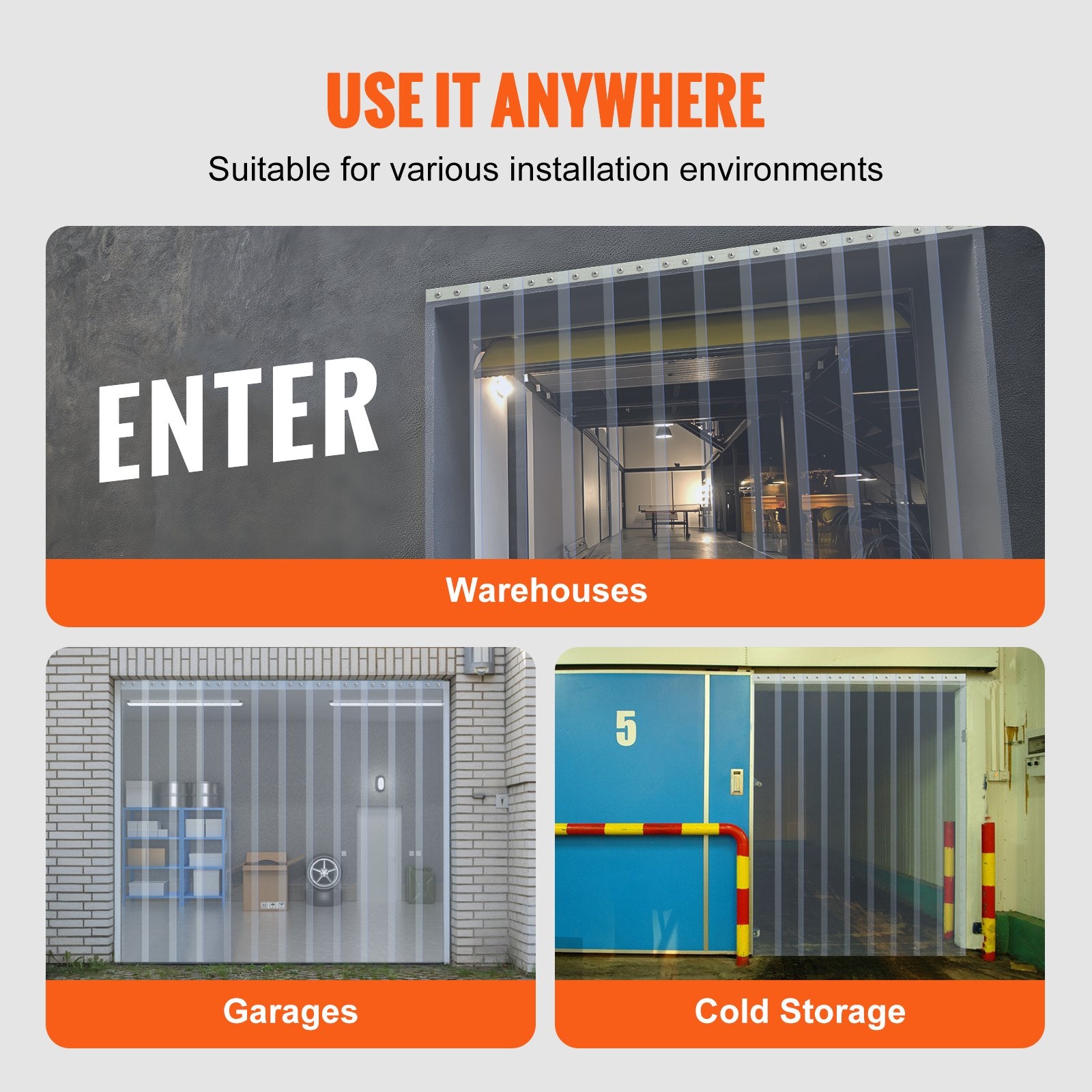 VEVOR Strip Curtain, 2500 cm L x 20 cm W x 2 mm Thickness, Clear PVC Smooth Curtain Strip Door Bulk Roll, Plastic Door Strips for Doorways of Supermarket, Garage, Warehouse, Barn, Pet Animal House