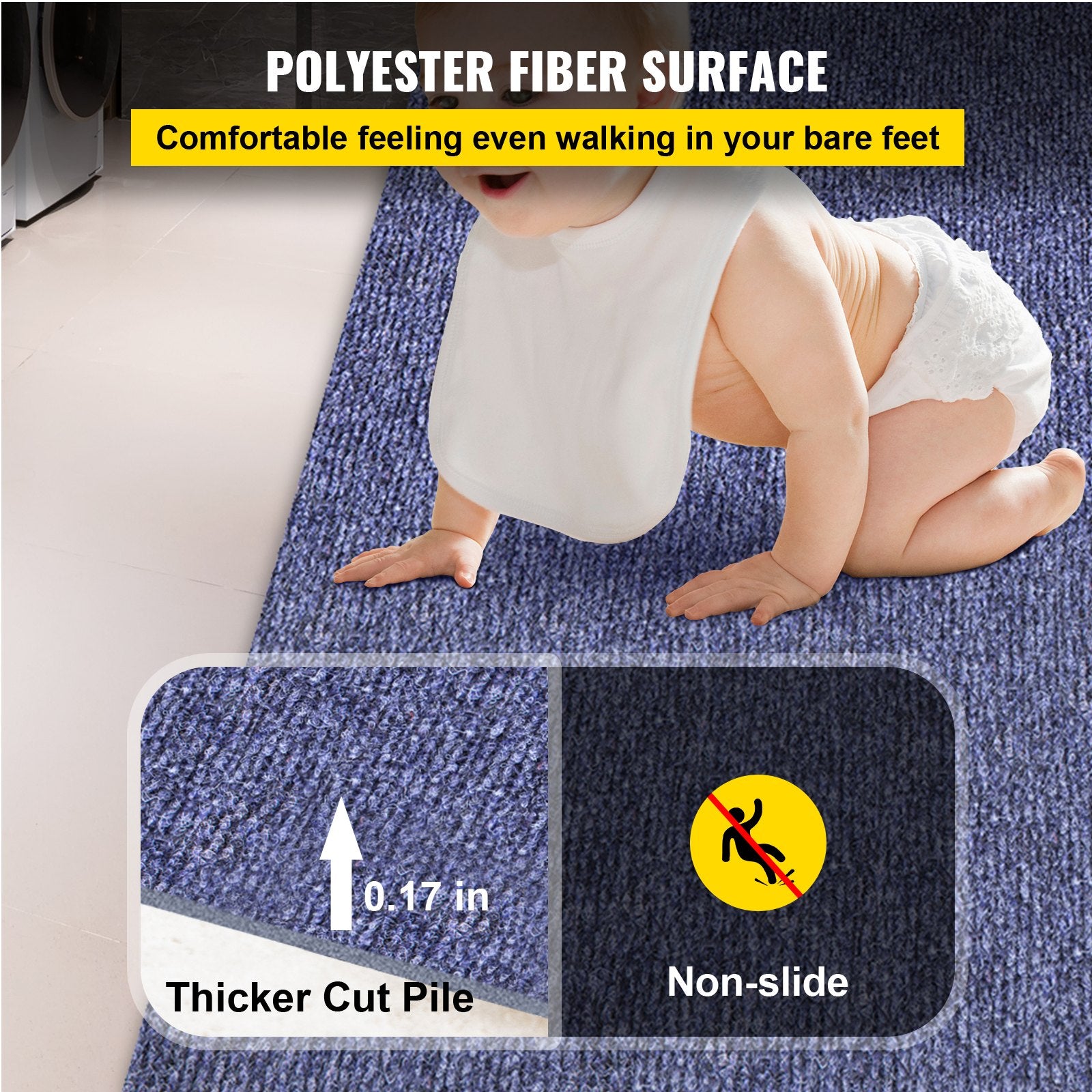 VEVOR Indoor Outdoor Rug Carpet Blue 6x13ft Area Rugs Runner for Patio Deck,1.8x4m