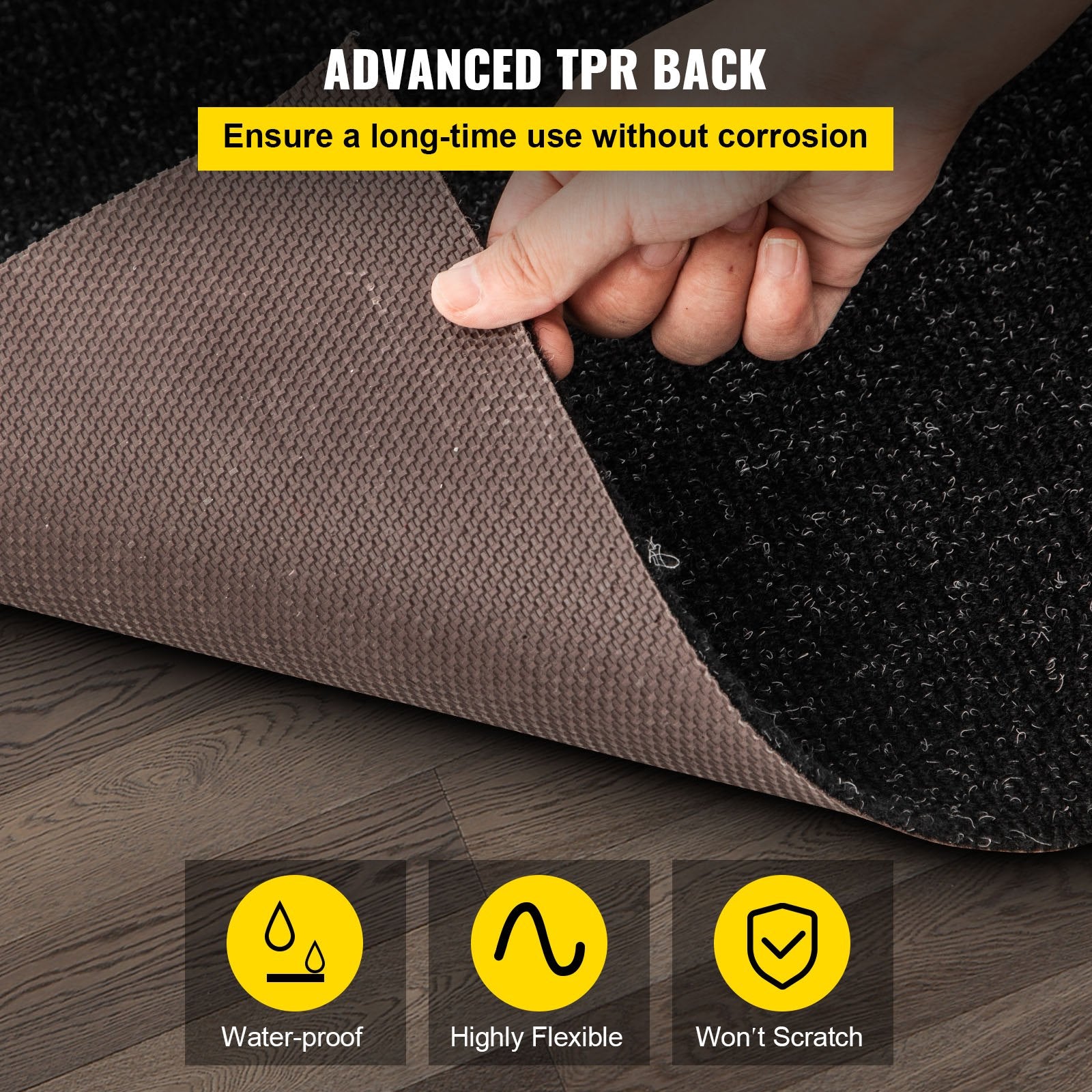 VEVOR Bass Boat Carpet Cutpile Marine Carpet 6 x 13 ft Charcoal Black In/Outdoor