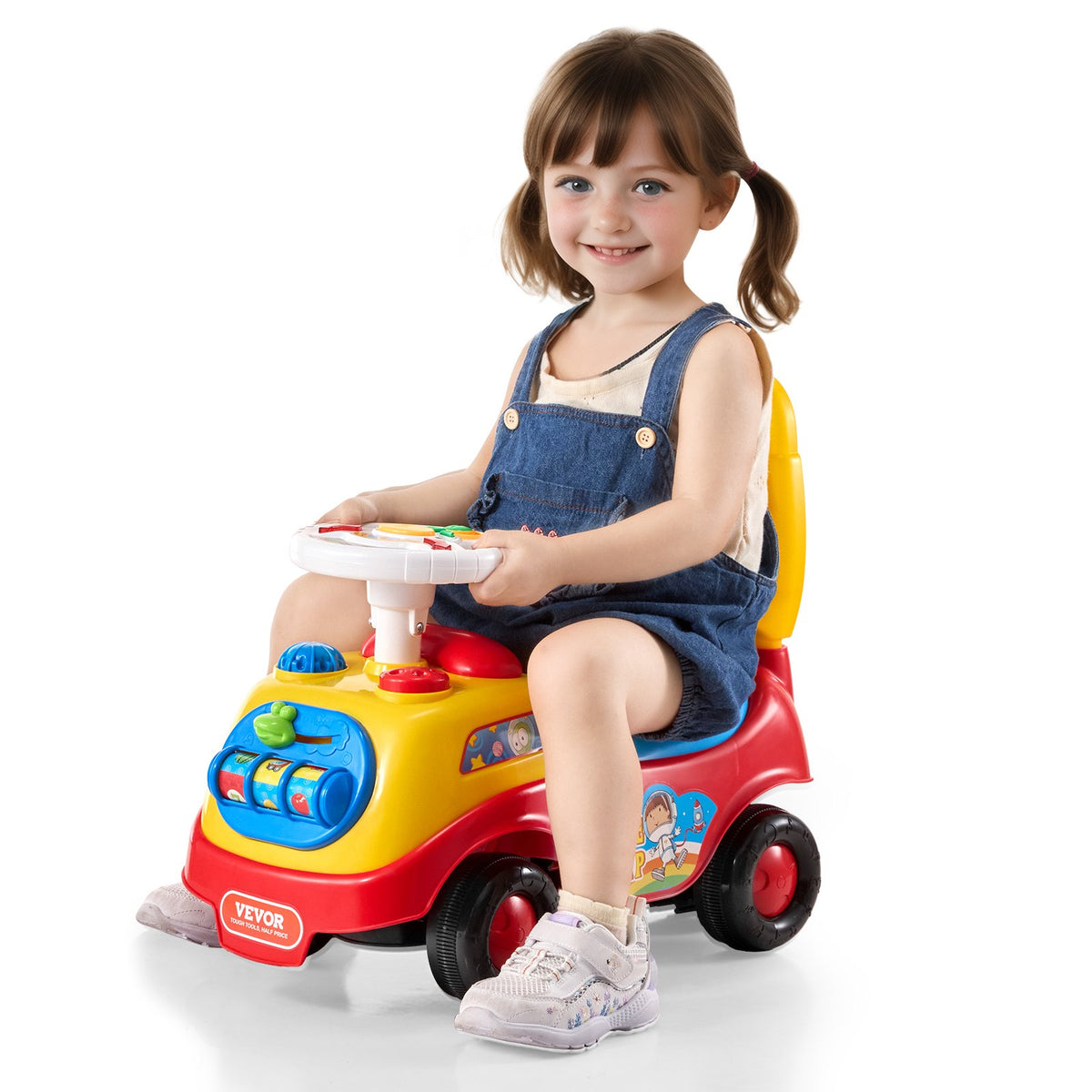 VEVOR Ride On Push Car for Toddlers, Ages 1-3, Ride Racer, Sit to Stand Toddler Ride On Toy, Classic Kids Ride On Car with Music Steering Wheel, Horn &amp; Under Seat Storage, Ride On Toy for Boys Girls