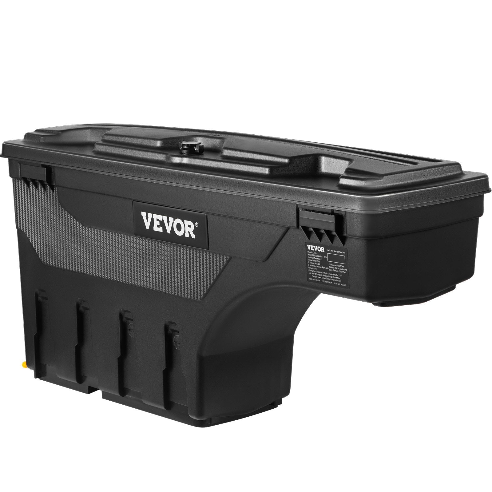 VEVOR Truck Bed Storage Box, Lockable Swing Case with Password Padlock, 6.6 Gal/25 L ABS Wheel Well Tool Box, Waterproof and Durable, Compatible with Ford F-150 2015-2021, Drivers Side