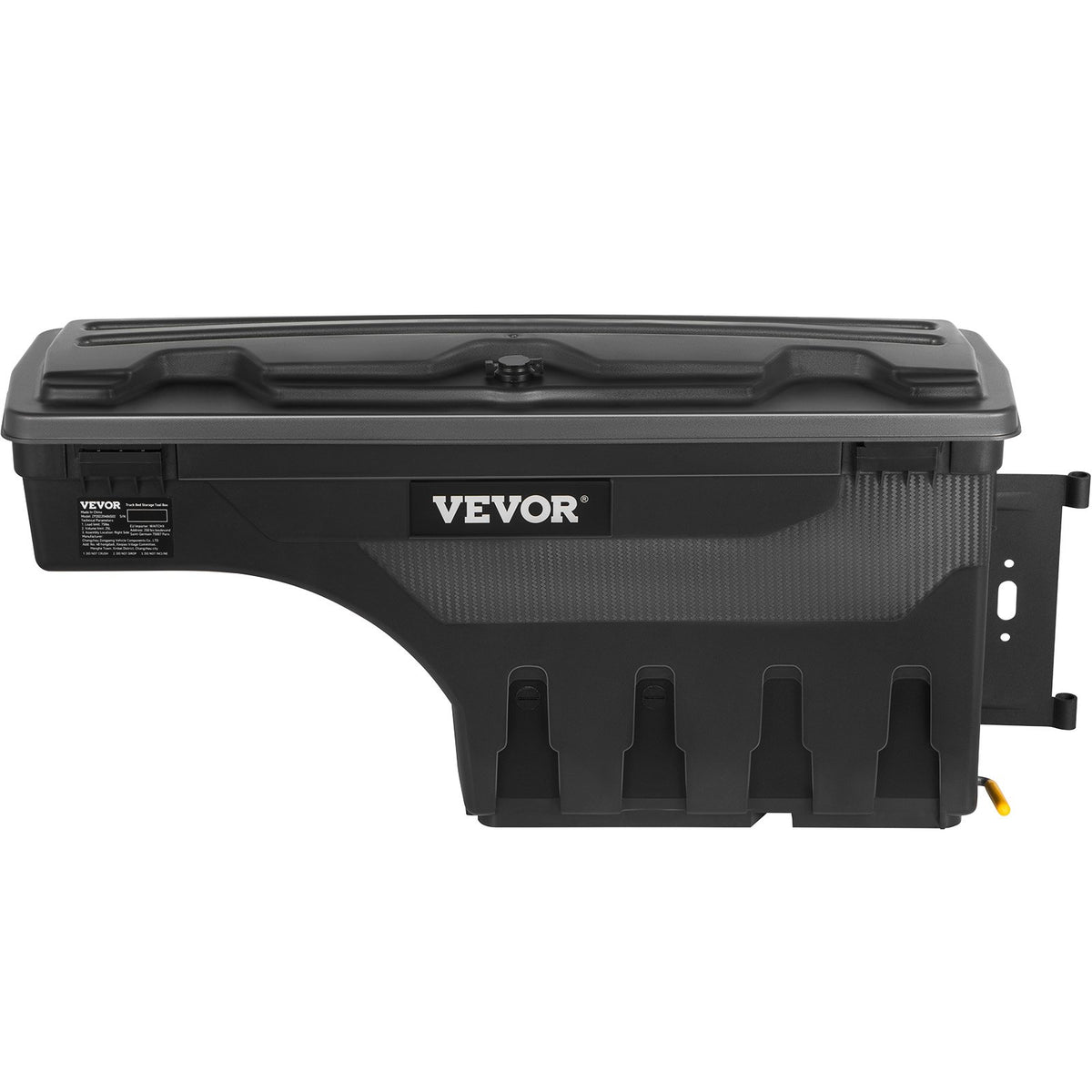 VEVOR Truck Bed Storage Box, Lockable Swing Case with Password Padlock, 6.6 Gal/25 L ABS Wheel Well Tool Box, Waterproof and Durable, Compatible with Ford F-150 2015-2021, Passenger Side