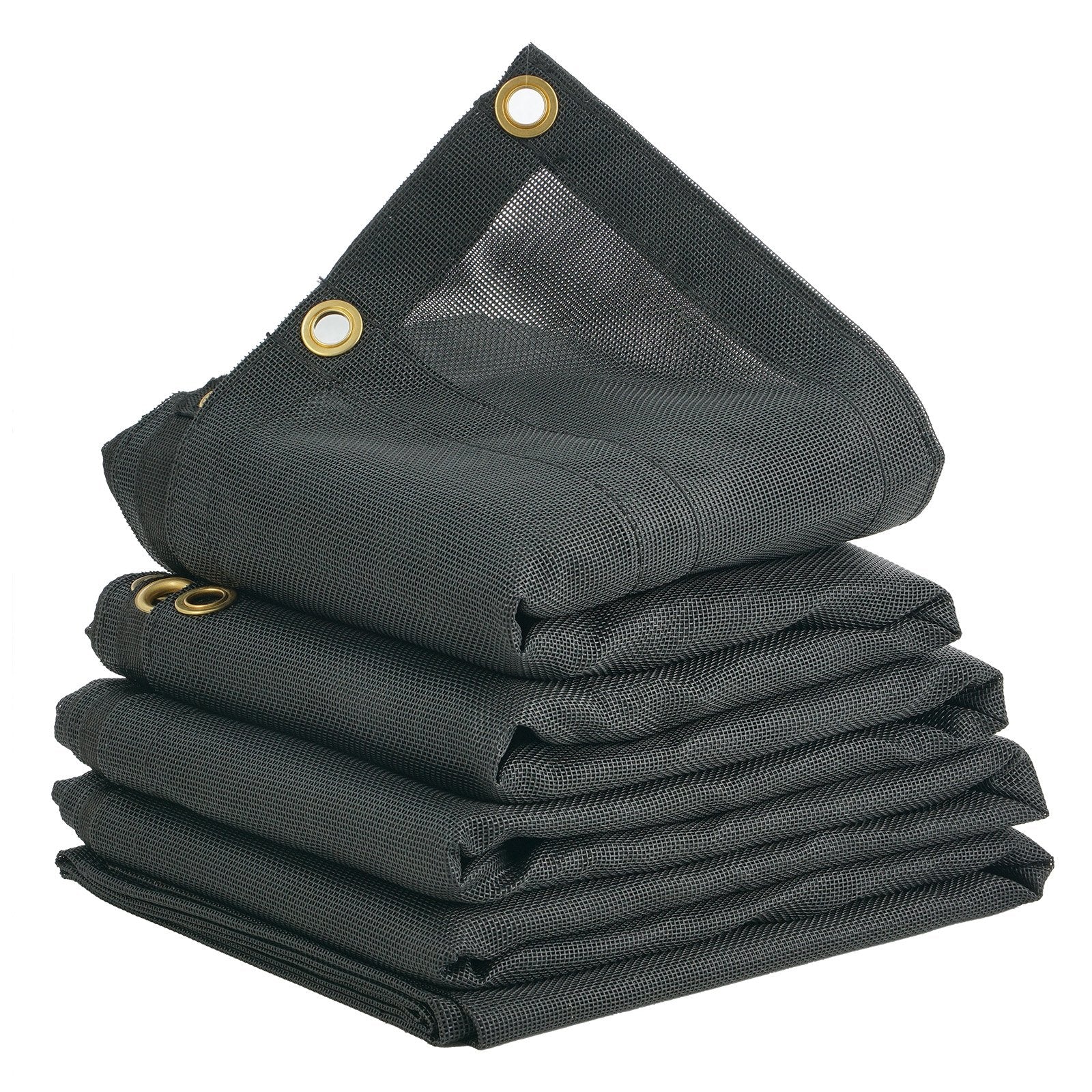 VEVOR Dump Truck Mesh Tarp, 5 x 14 ft, PVC Coated Black Heavy Duty Cover with 5.5" 18oz Double Pocket, Brass Grommets, Reinforced Double Needle Stitch Webbing Fits Manual or Electric Dump Truck System