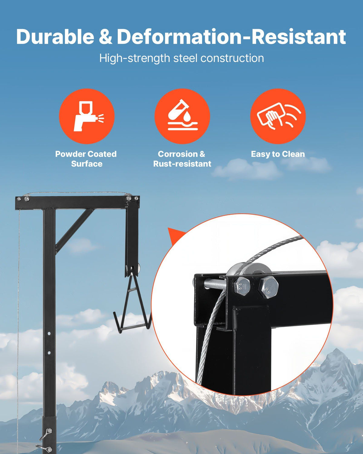 Truck Hitch Game Hoist, 300 lbs Load Capacity, Hunting Deer Hoist with 2-inch Receiver, 360-Degree Swivel Shaft & Adjustable Height, Includes Gambrel Winch for Skinning & Cleaning Game