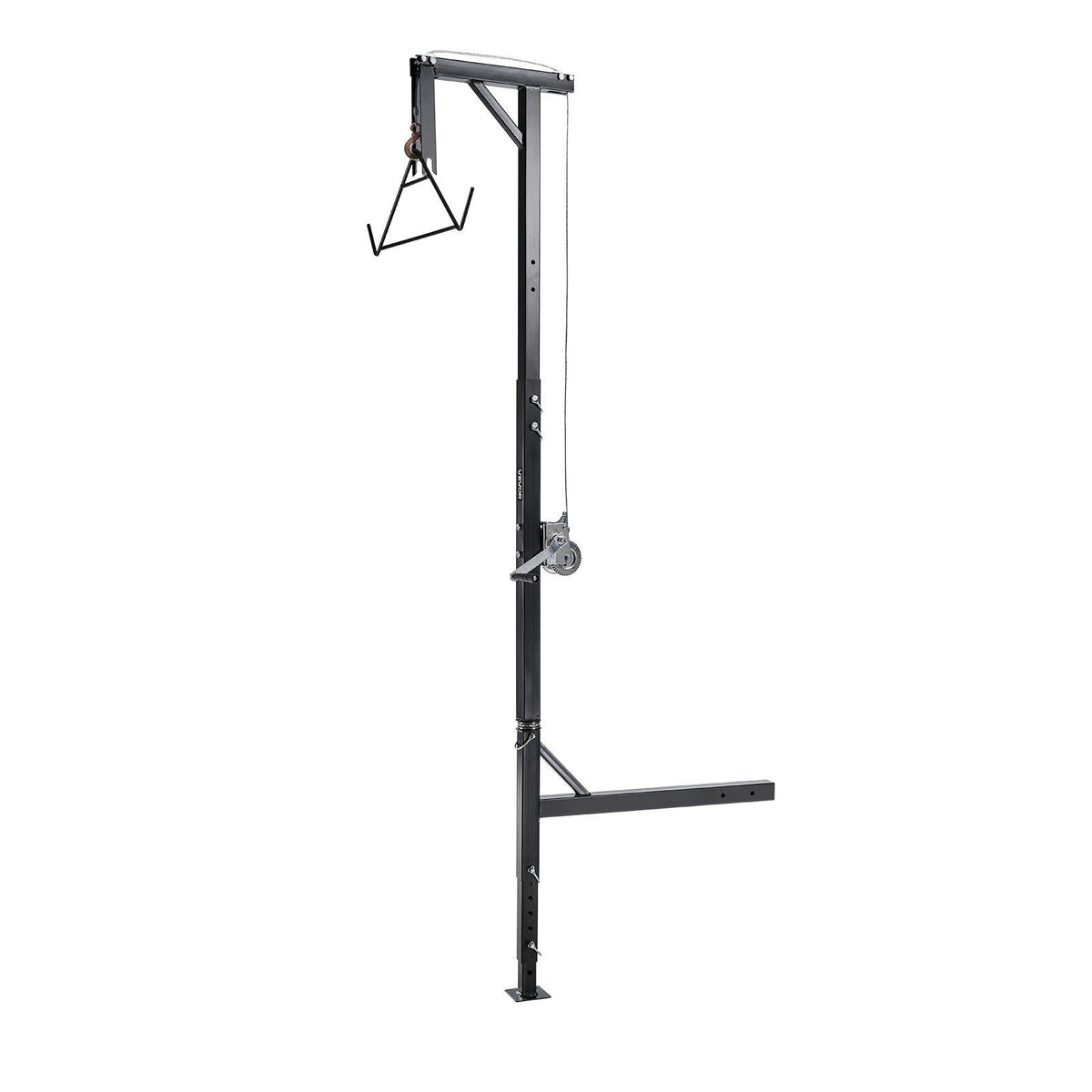 Truck Hitch Game Hoist, 500 lbs Load Capacity, Hunting Deer Hoist with 2-inch Receiver, 360-Degree Swivel Shaft & Adjustable Height, Includes Gambrel Winch for Skinning & Cleaning Game