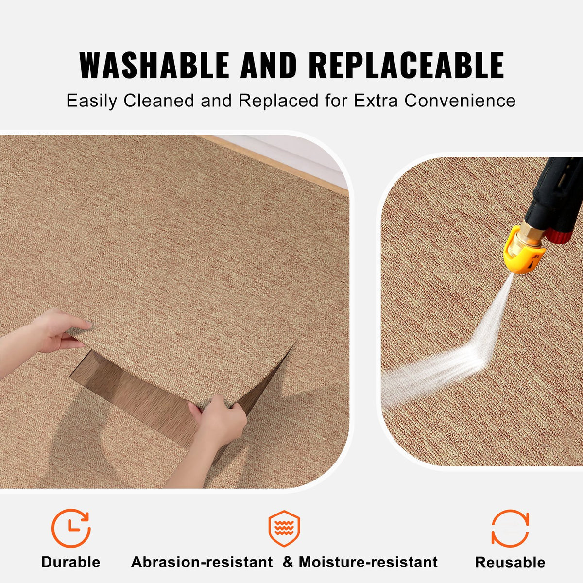 VEVOR Carpet Tiles Reusable, 20"x 20" Carpet Squares With Padding Attached, Soft Padded Carpet Tiles, Easy Install DIY for Bedroom Living Room Indoor Outdoor (16 Tiles, Dark Brown)