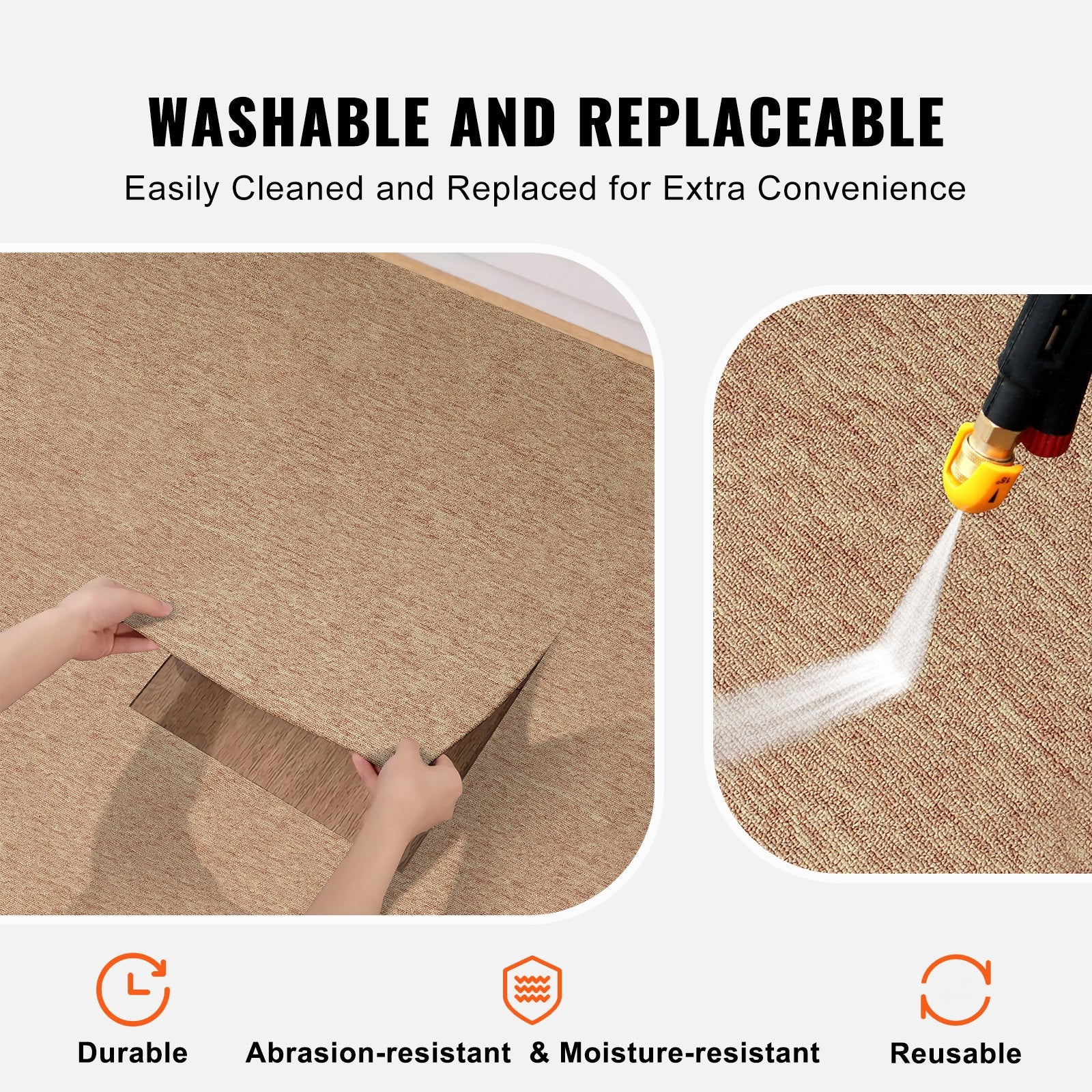 VEVOR Carpet Tiles Reusable, 20"x 20" Carpet Squares With Padding Attached, Soft Padded Carpet Tiles, Easy Install DIY for Bedroom Living Room Indoor Outdoor (16 Tiles, Dark Brown)