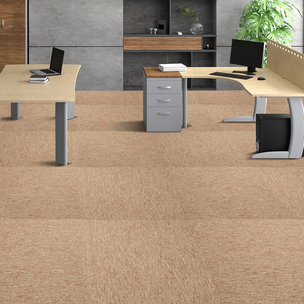 VEVOR Carpet Tiles Reusable, 20"x 20" Carpet Squares With Padding Attached, Soft Padded Carpet Tiles, Easy Install DIY for Bedroom Living Room Indoor Outdoor (16 Tiles, Dark Brown)