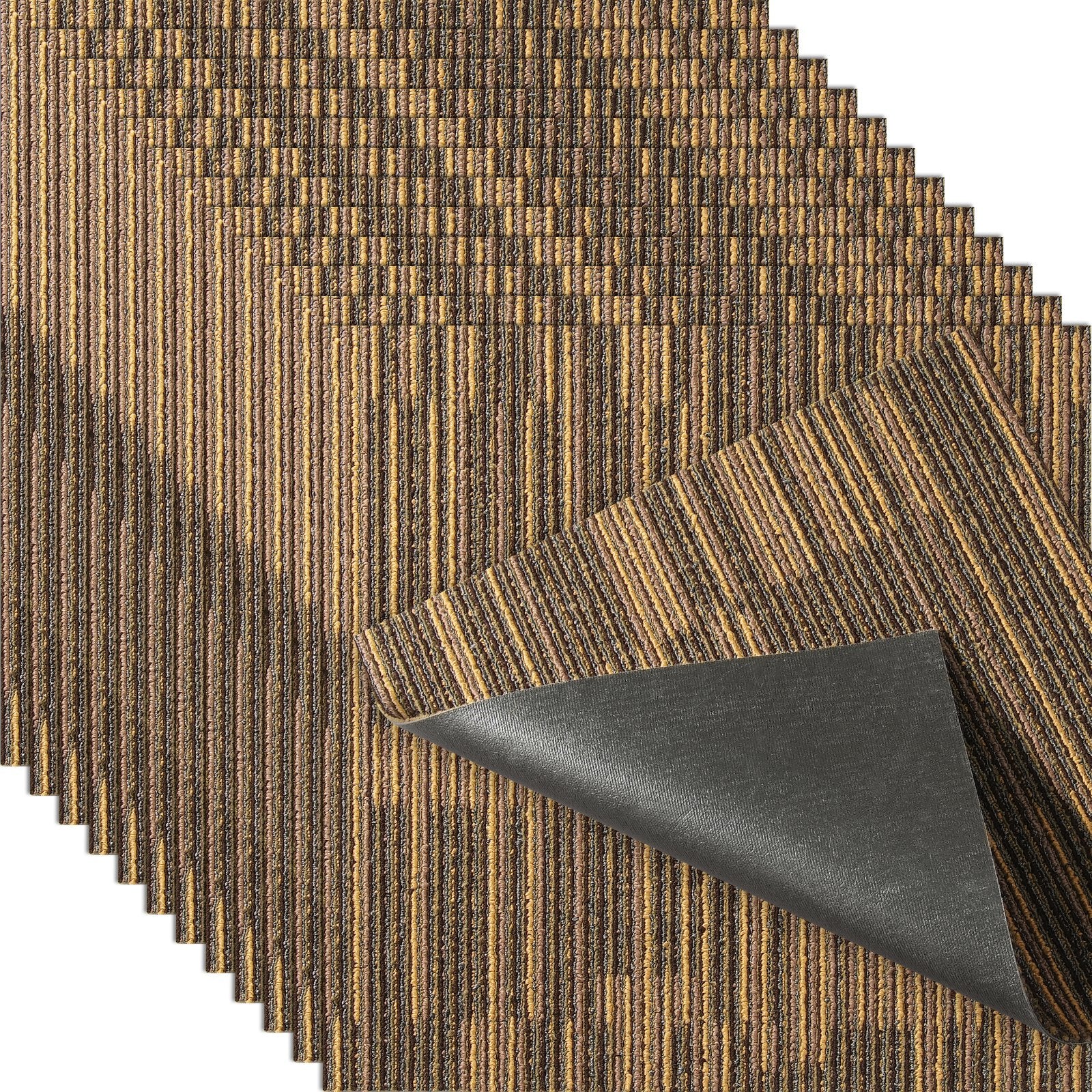 VEVOR Carpet Tiles Reusable, 20"x 20"Carpet Squares With Padding Attached, Soft Padded Carpet Tiles, Easy Install DIY for Bedroom Living Room (12Tiles, Mixed Brown)