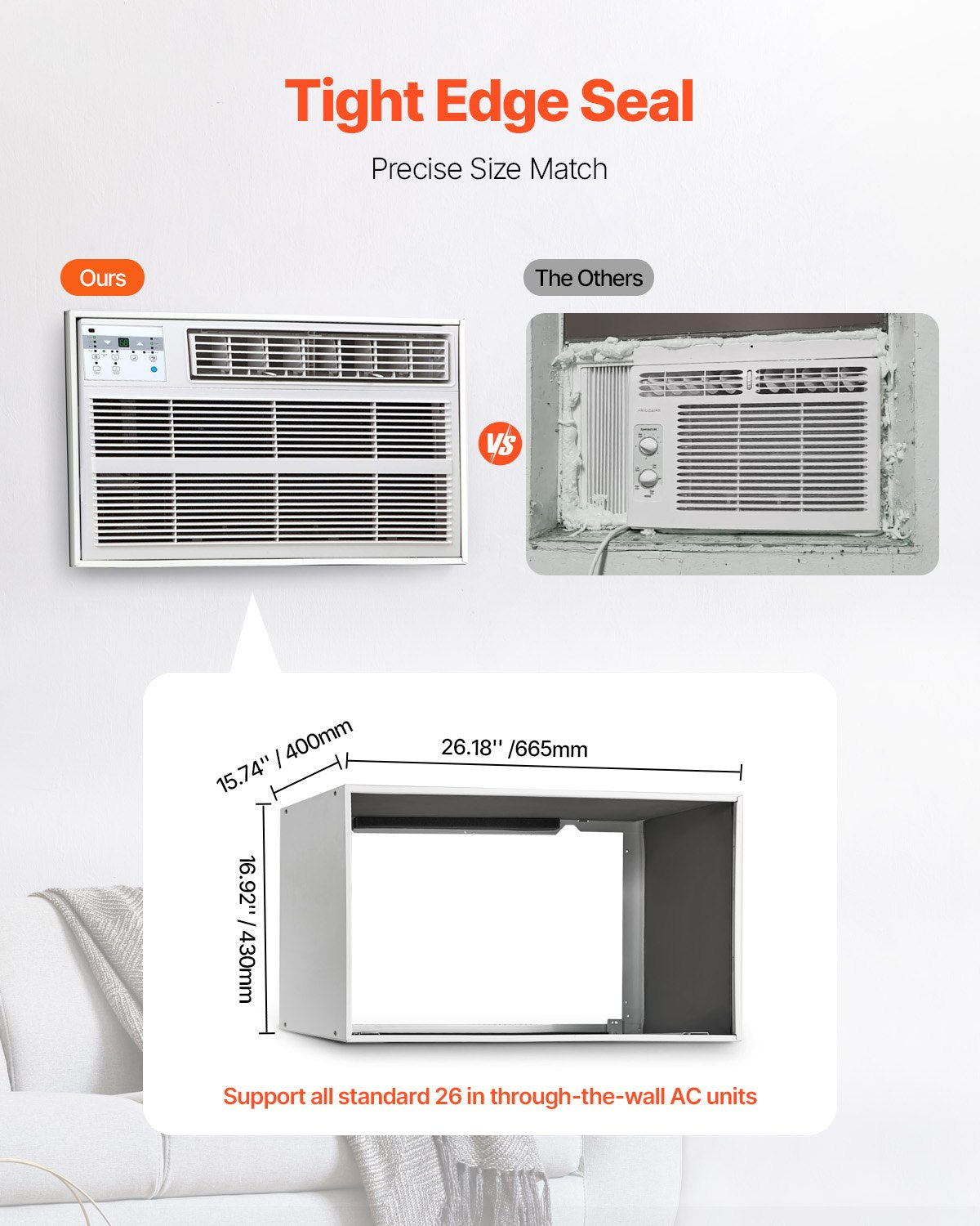 VEVOR Air Conditioner Wall Sleeve 26 in Universal Through the Wall AC Sleeve