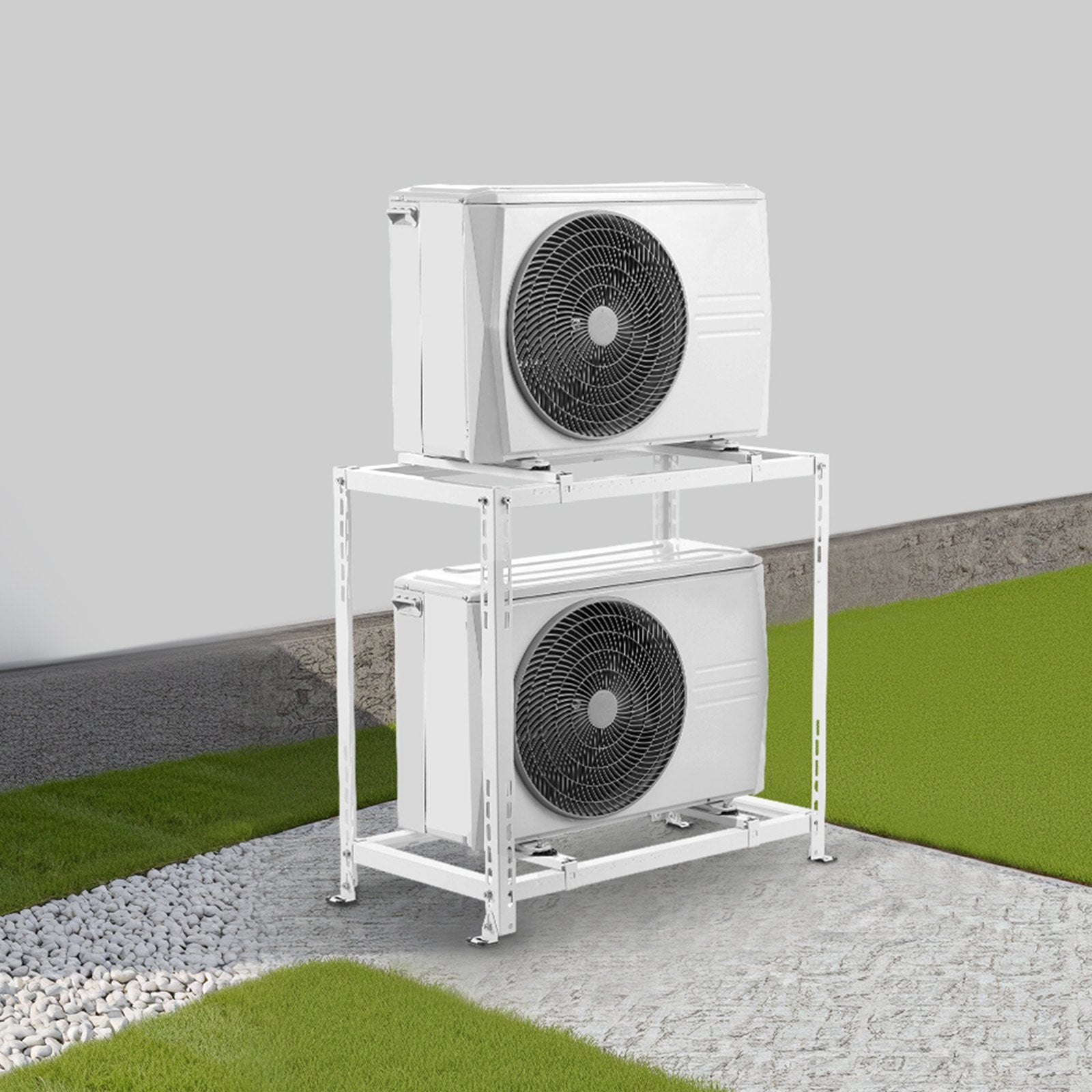 VEVOR Mini Split Ground Stand, Anti-Vibration Mini Split Stand for 9000-18000 BTU Ductless Air Conditioner Heat Pump, Heavy Duty AC Base Bracket Floor Mount w/ 250kg Max. Load,Dual Levels
